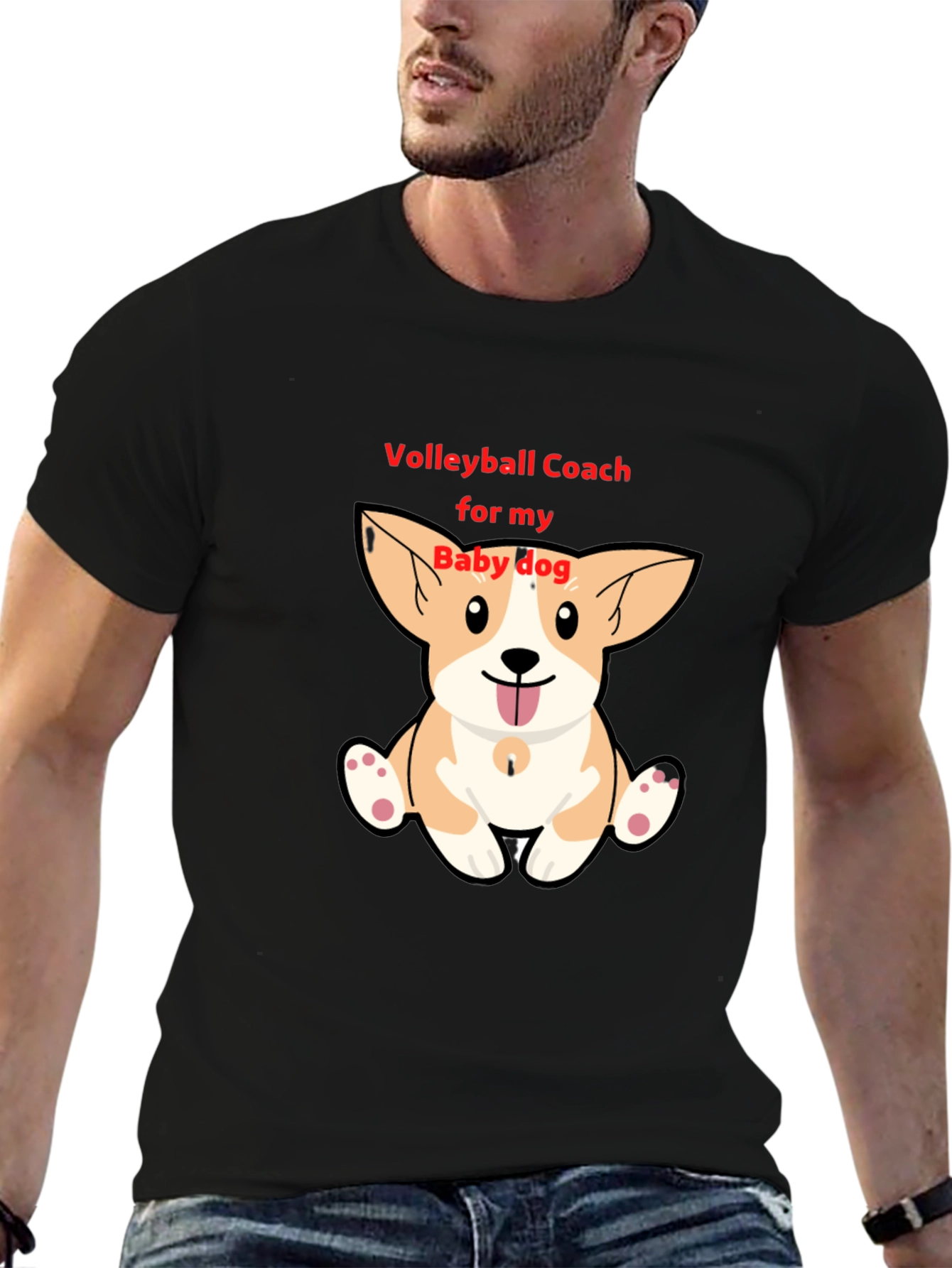 Volleyball Coach Baby Dog Corgi T-Shirt