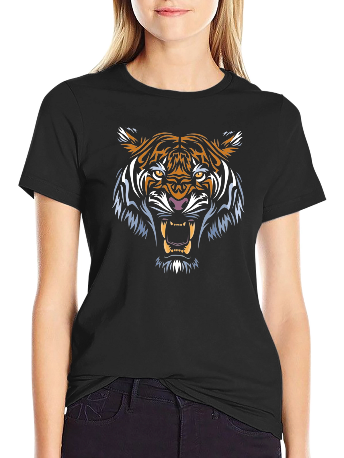 Mens Black Tiger Graphic Tee