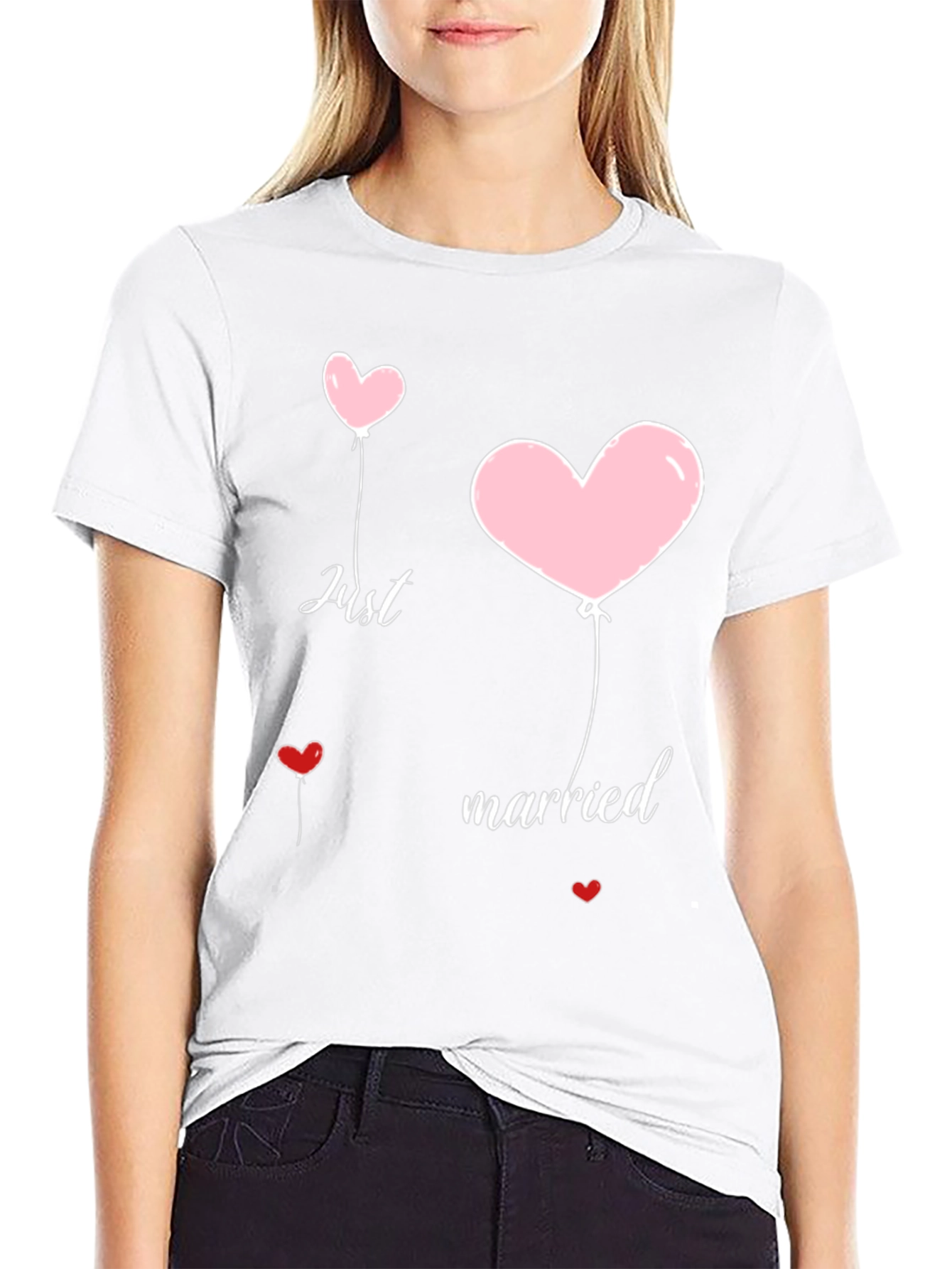 Just Married Heart Balloons Graphic Tee