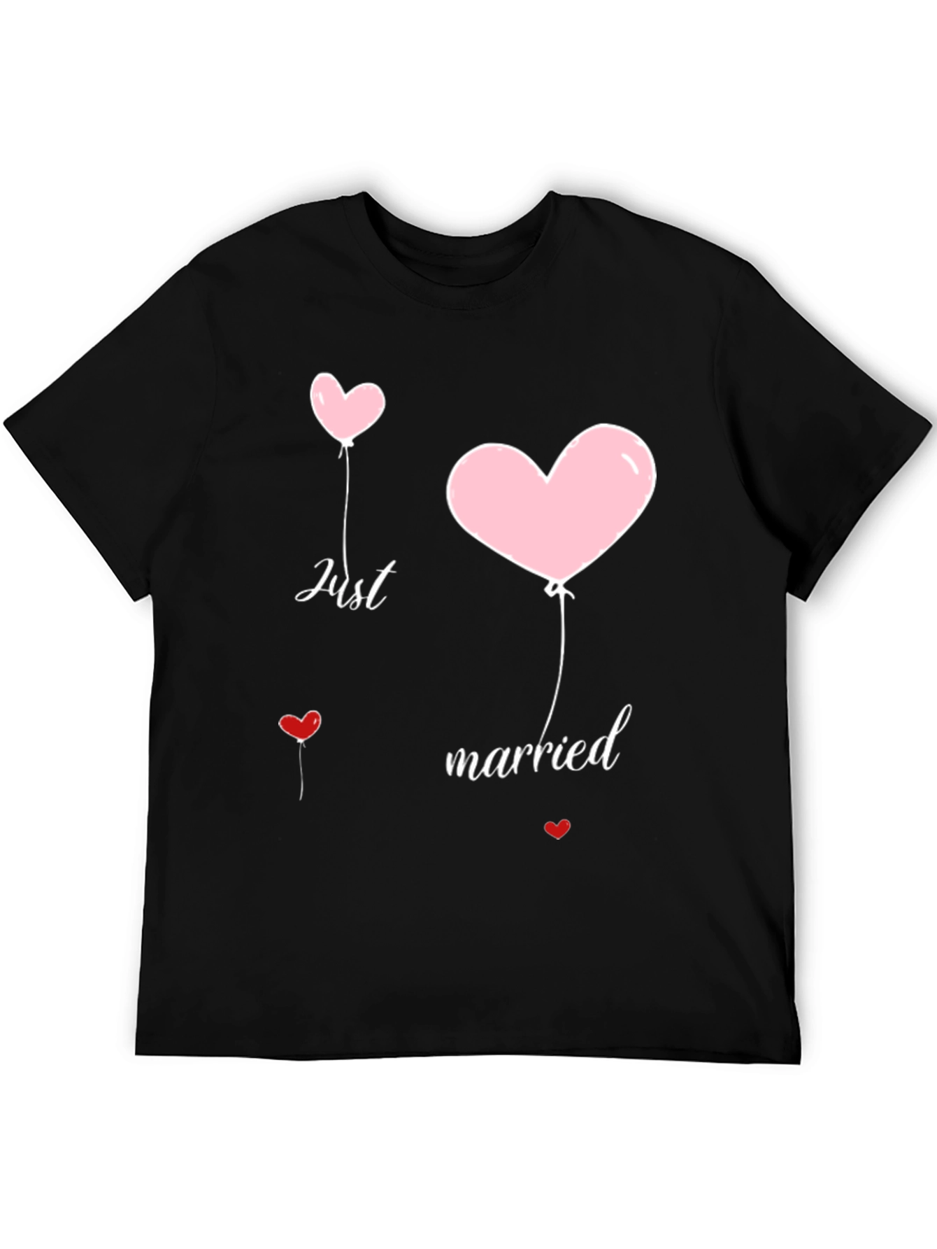 Just Married Heart Balloons Graphic Tee