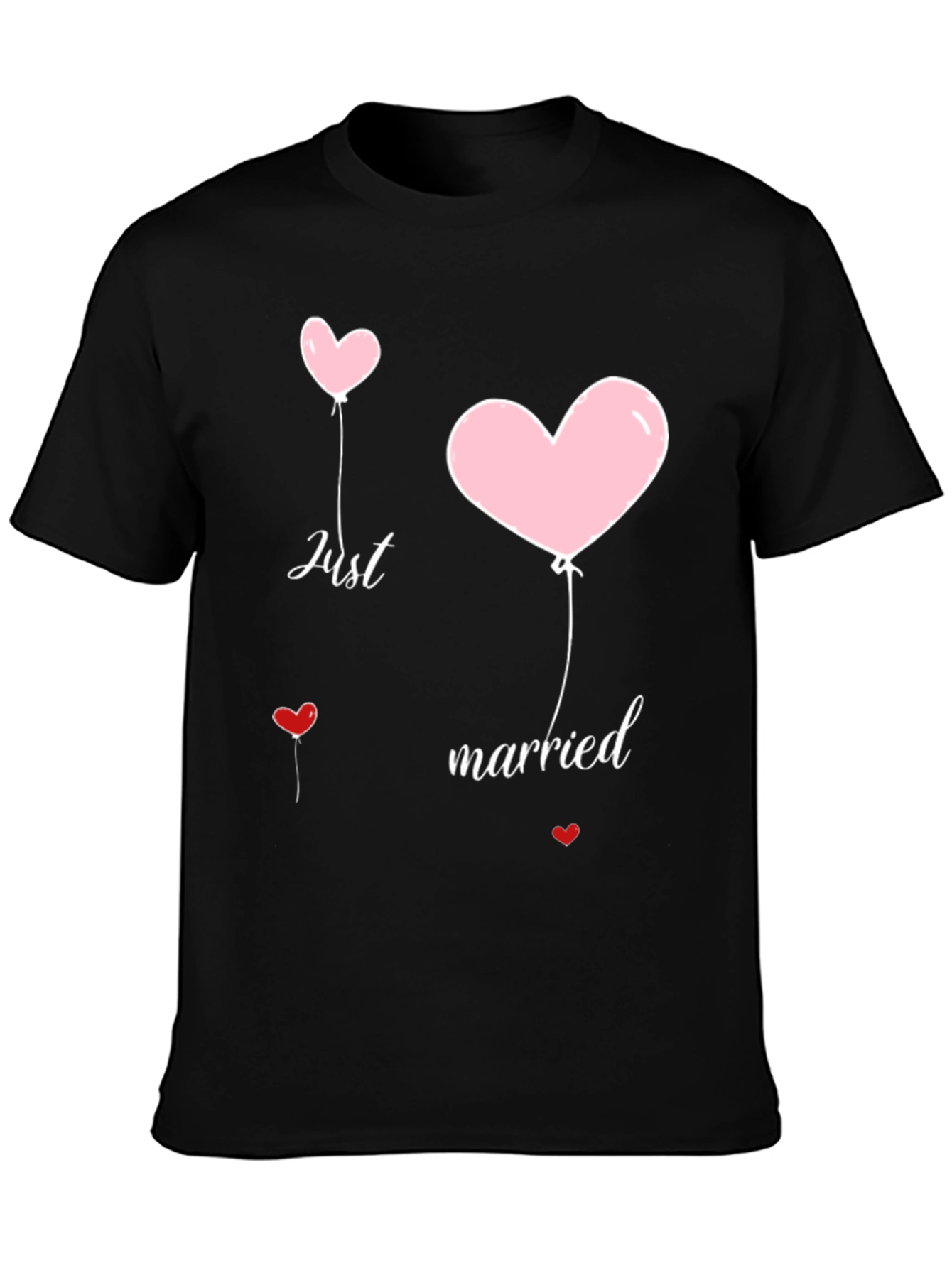 Just Married Heart Balloons Graphic Tee