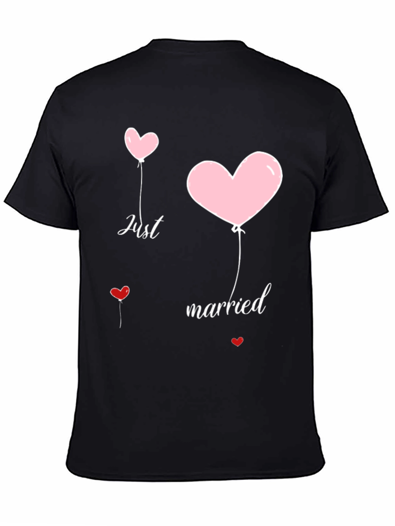 Just Married Heart Balloons Graphic Tee