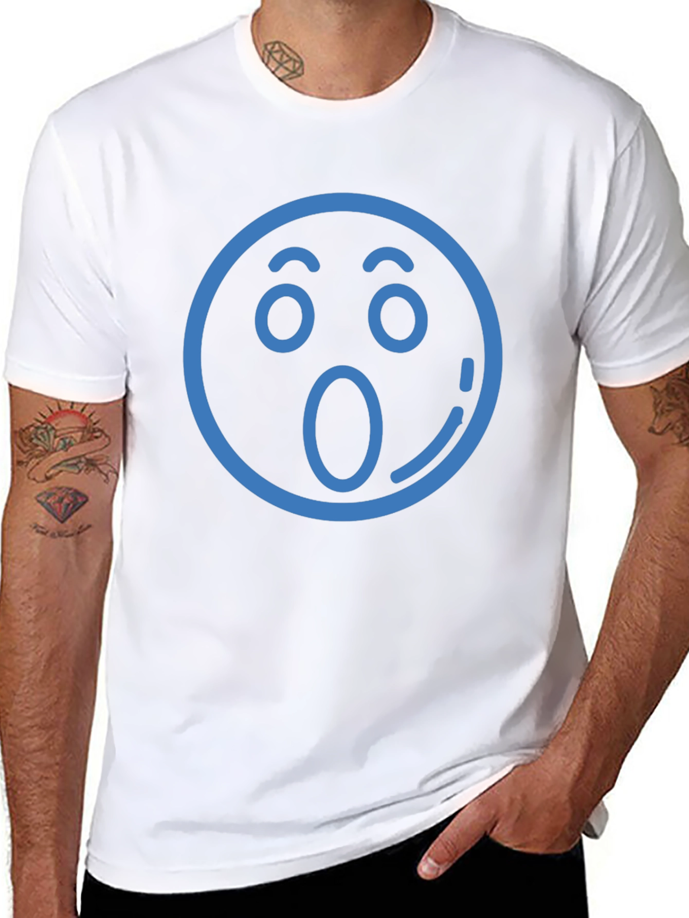 Surprised Emoji T-Shirt - Black Cotton Tee