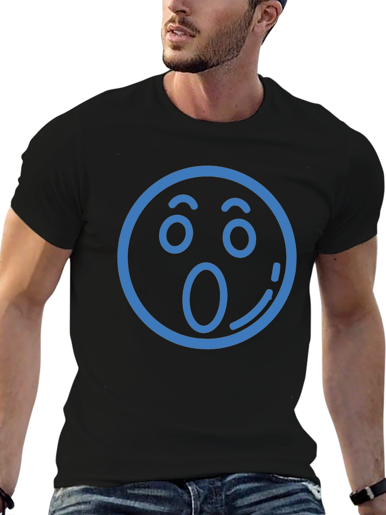 Surprised Emoji T-Shirt - Black Cotton Tee