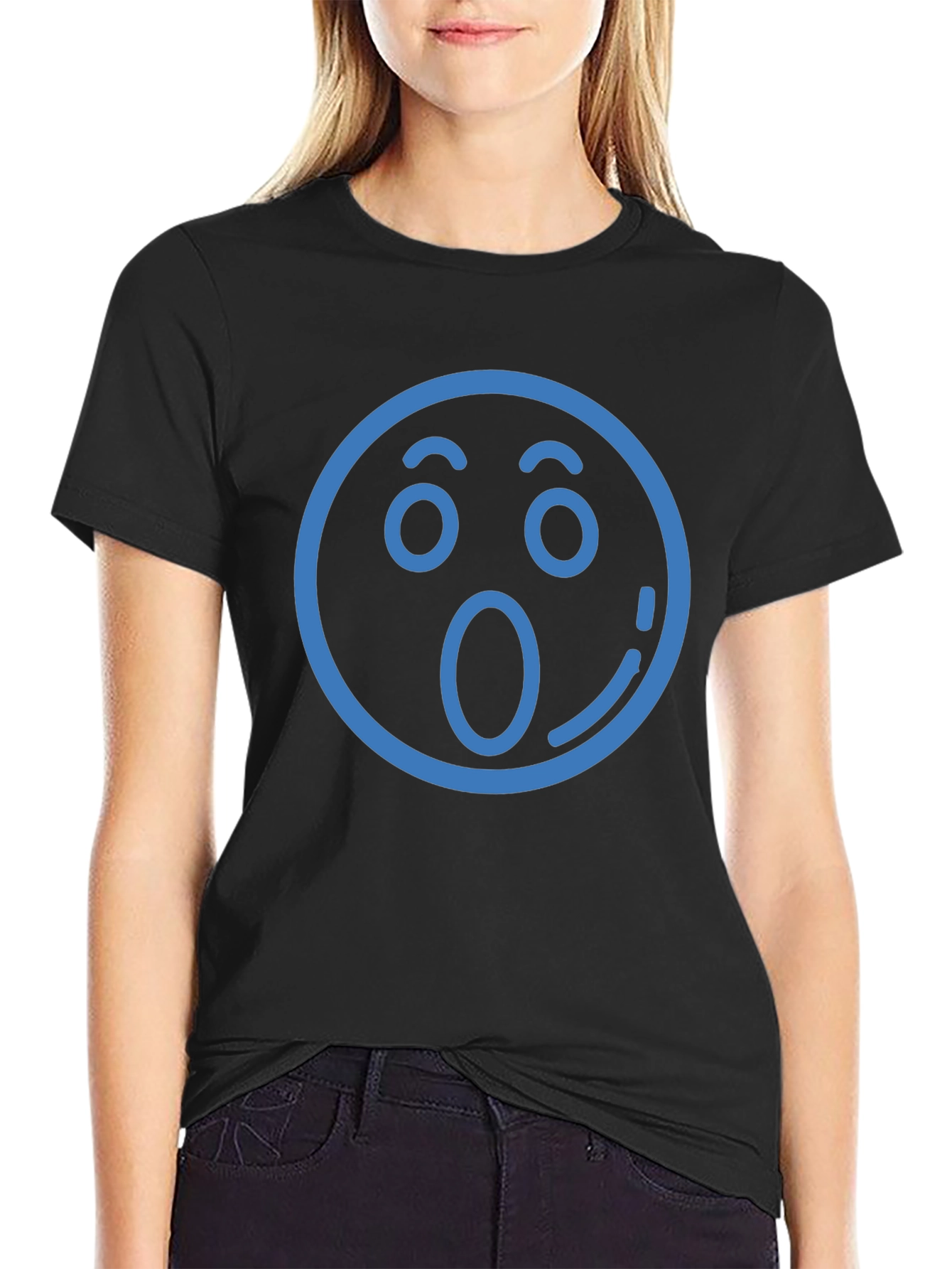 Surprised Emoji T-Shirt - Black Cotton Tee