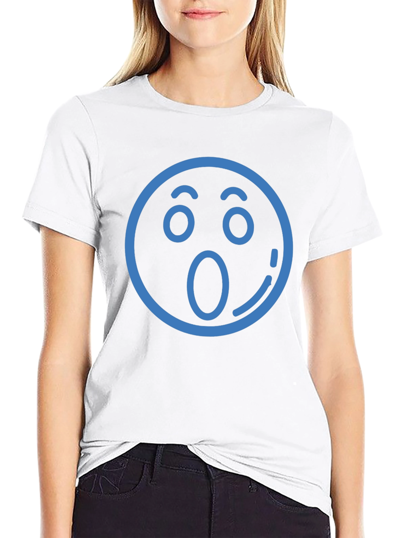 Surprised Emoji T-Shirt - Black Cotton Tee