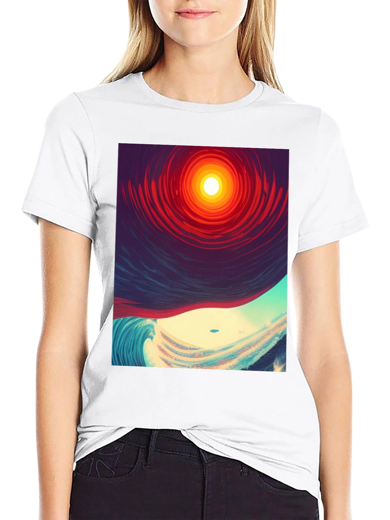 Surreal Wave T-Shirt - Mens Black Graphic Tee