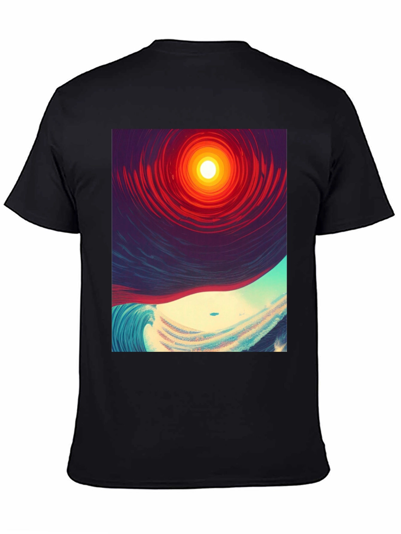 Surreal Wave T-Shirt - Mens Black Graphic Tee