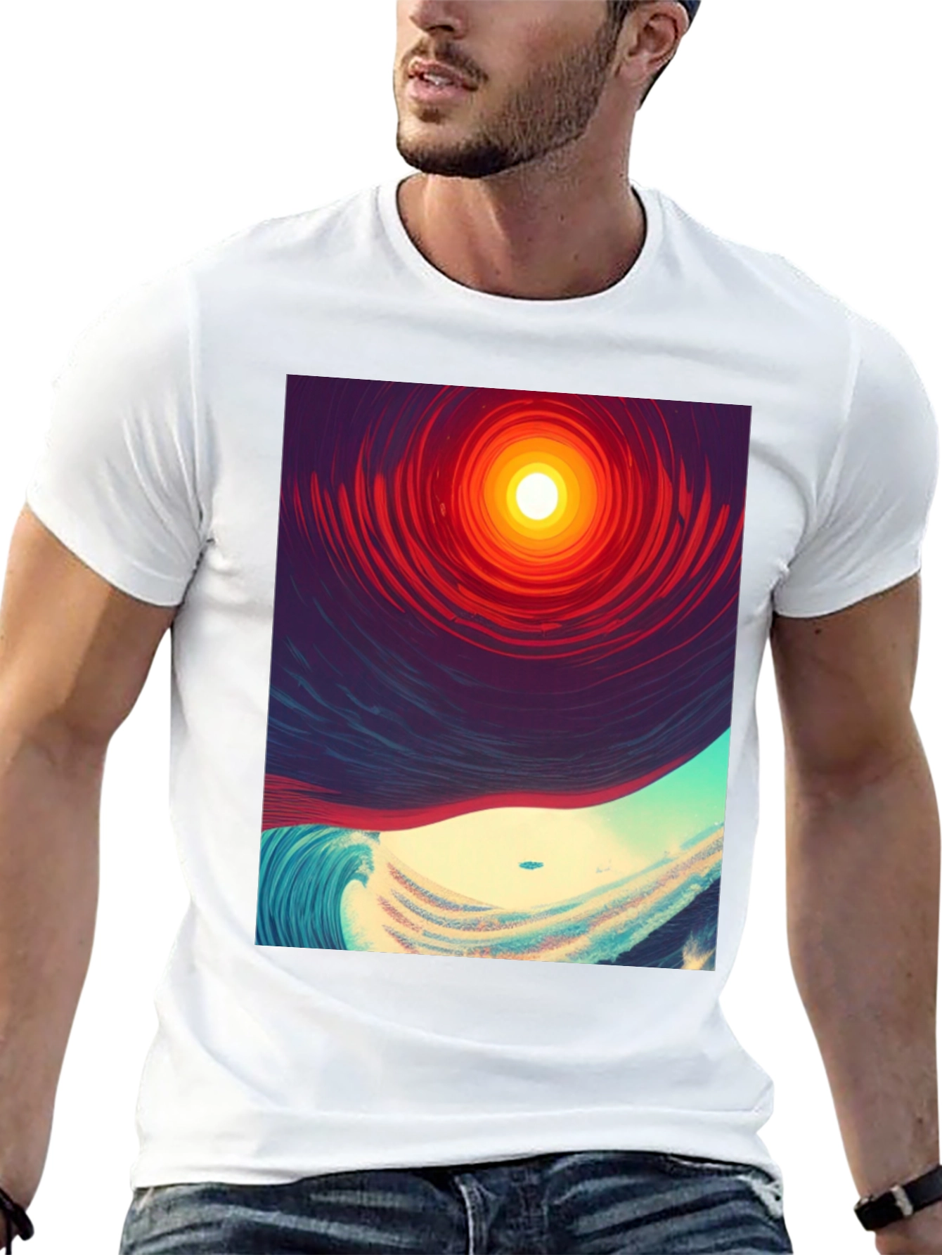 Surreal Wave T-Shirt - Mens Black Graphic Tee