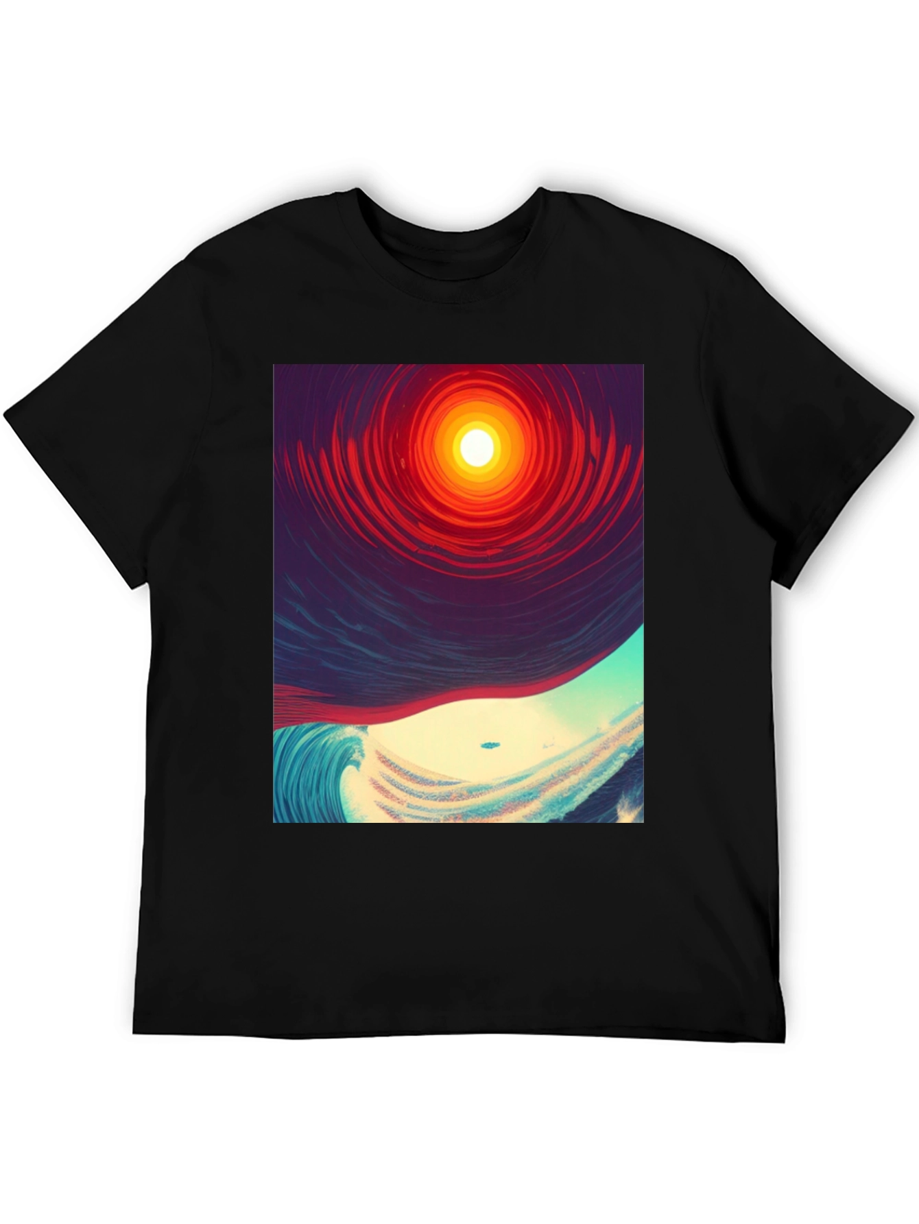Surreal Wave T-Shirt - Mens Black Graphic Tee