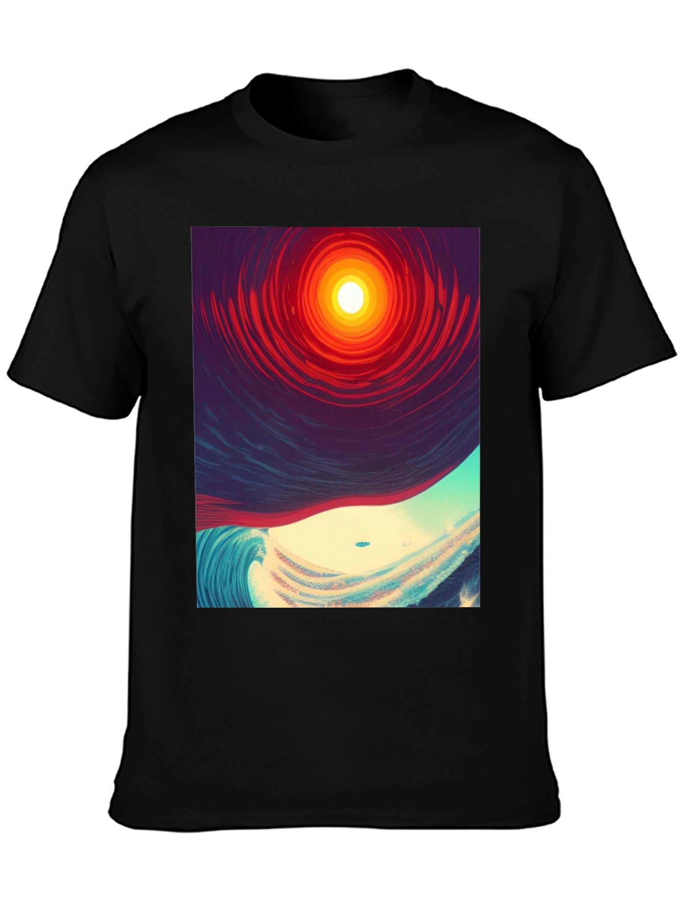 Surreal Wave T-Shirt - Mens Black Graphic Tee