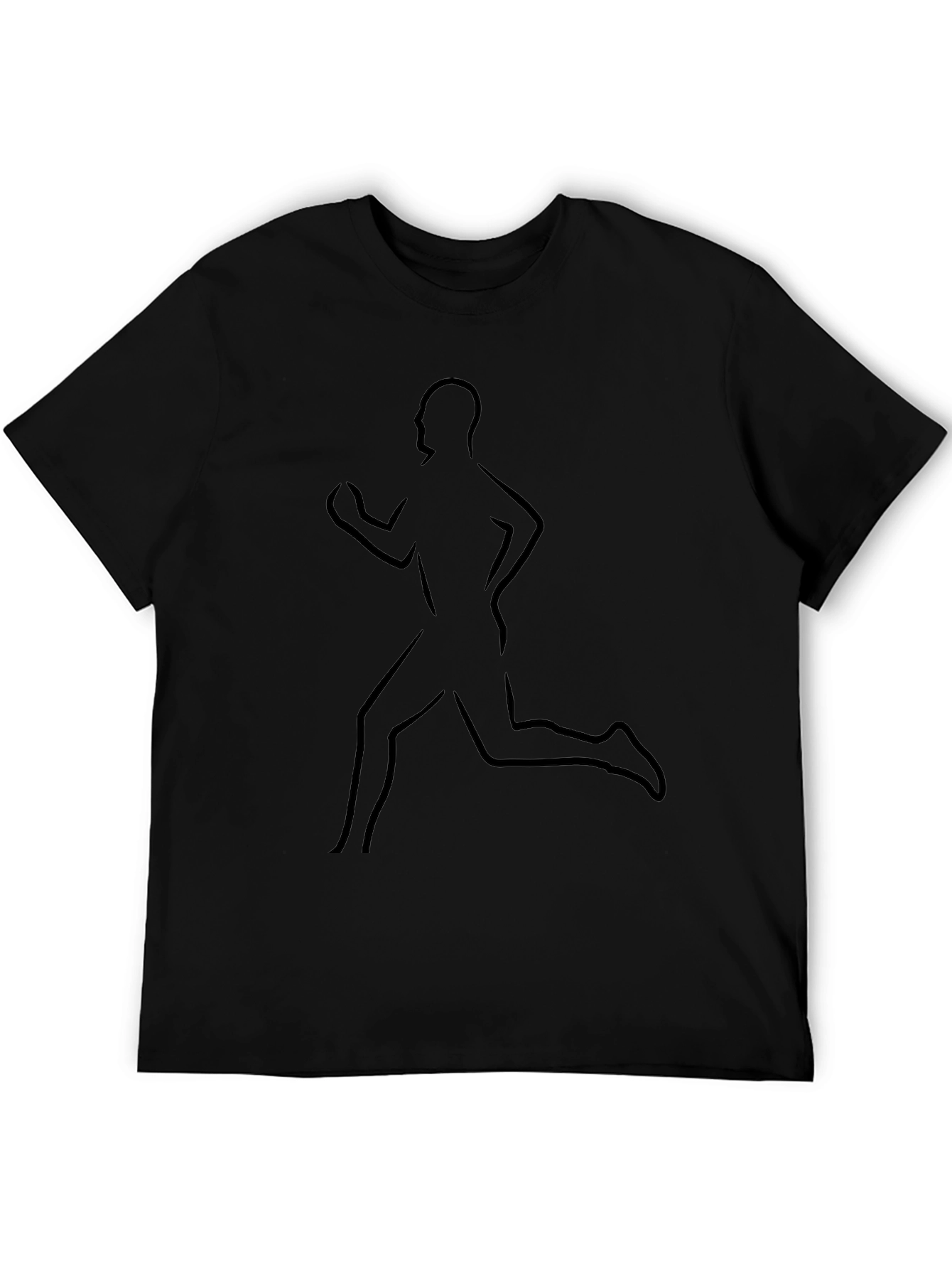 Running Man Graphic Tee - Sleek Black Cotton T-Shirt
