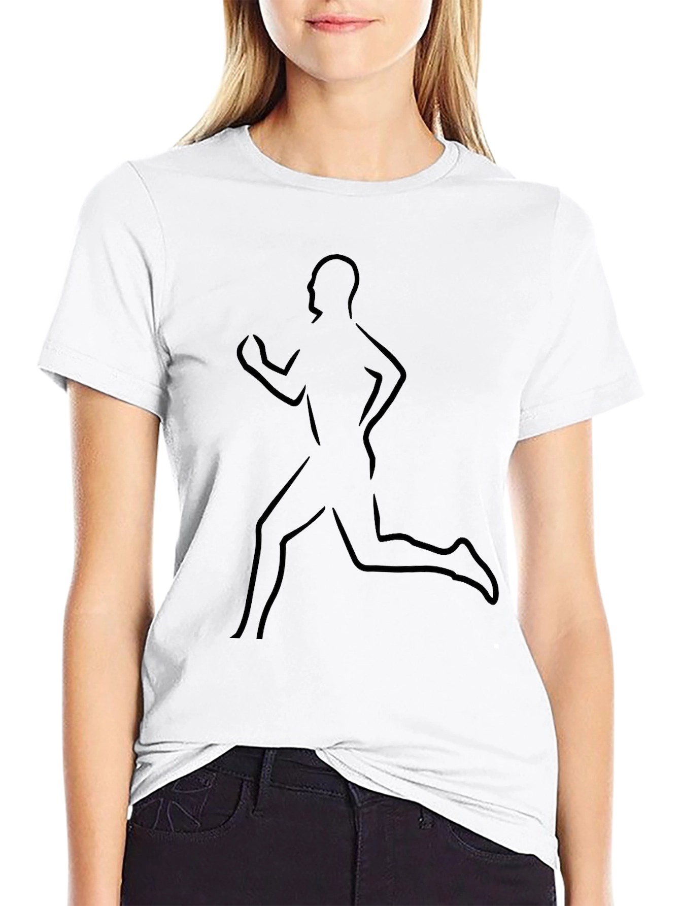 Running Man Graphic Tee - Sleek Black Cotton T-Shirt