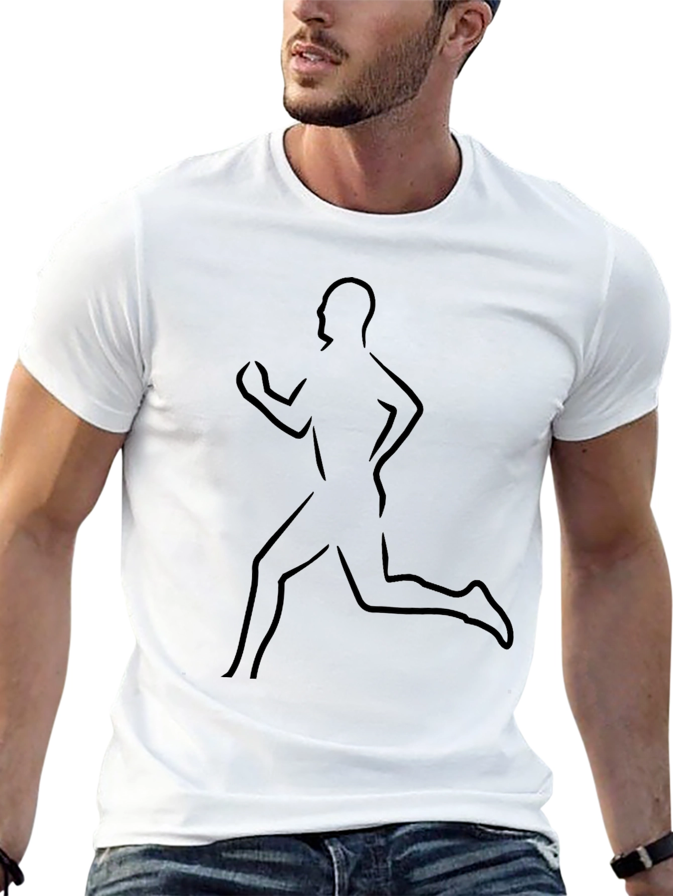 Running Man Graphic Tee - Sleek Black Cotton T-Shirt