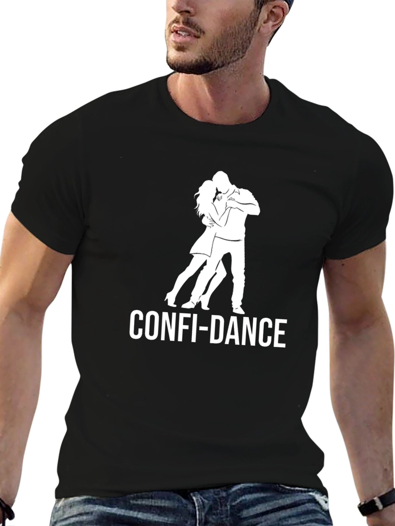 Confi-Dance Black T-Shirt - Dancing Couple Graphic Tee