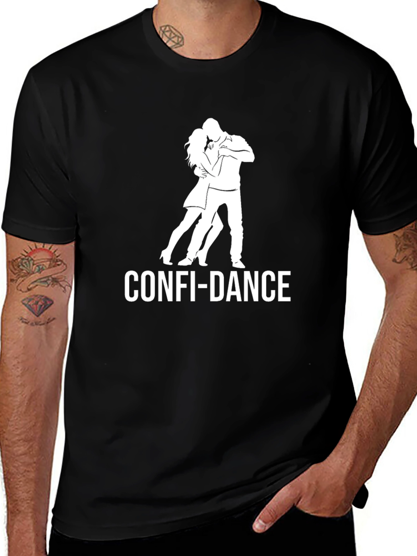 Confi-Dance Black T-Shirt - Dancing Couple Graphic Tee