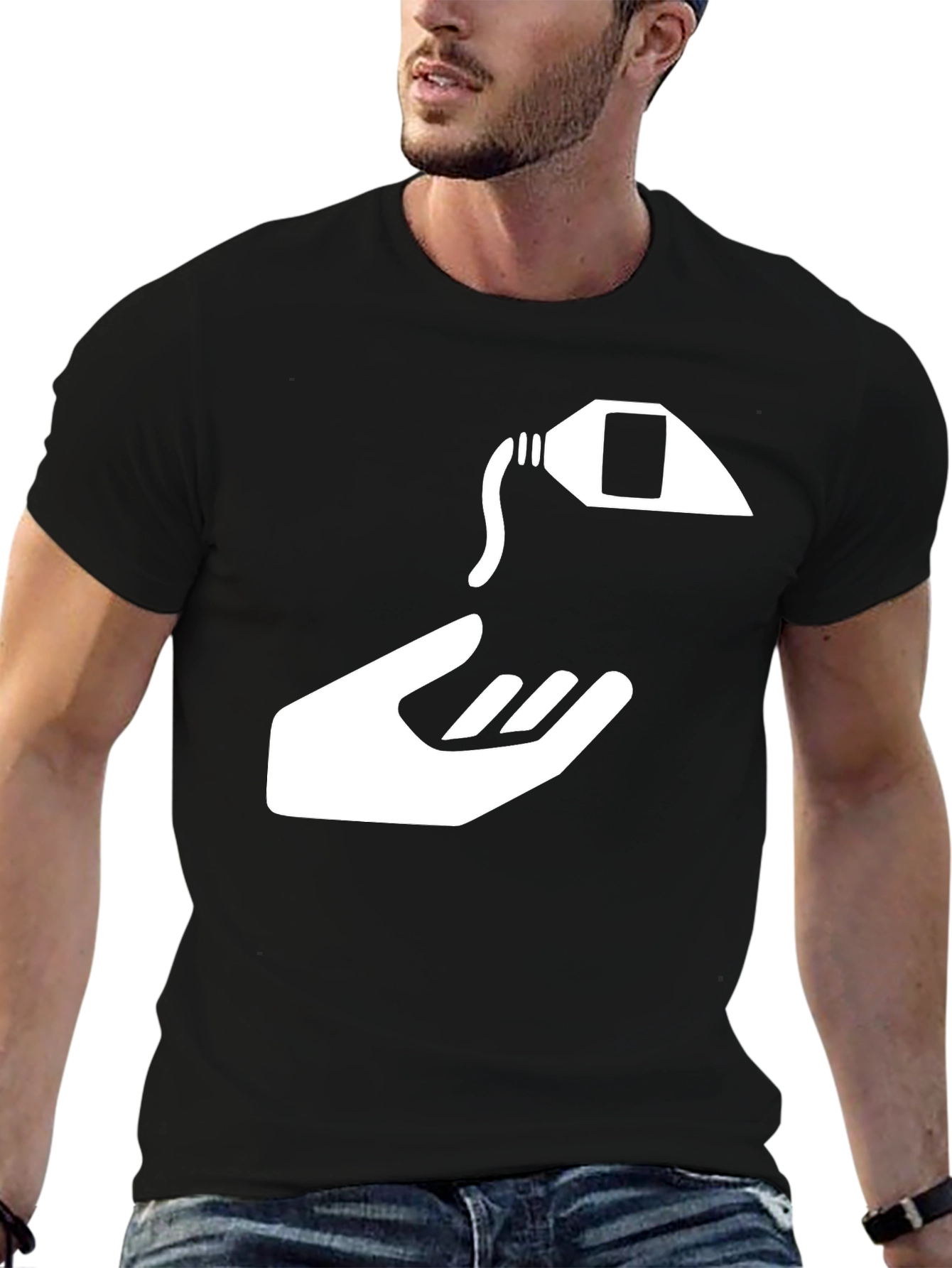 Black Graphic Tee - Hand and Cream Tube