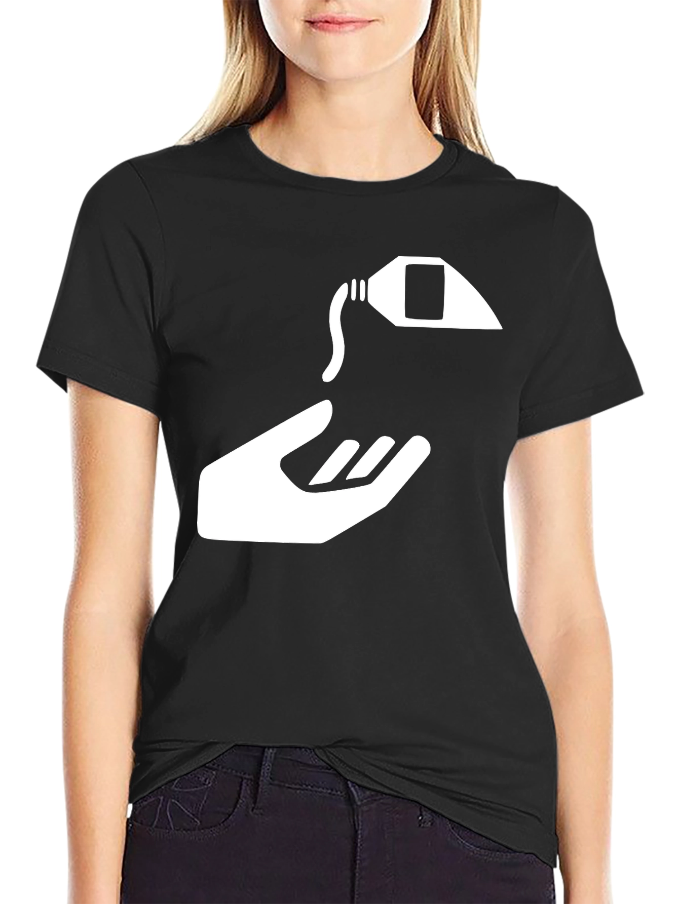 Black Graphic Tee - Hand and Cream Tube