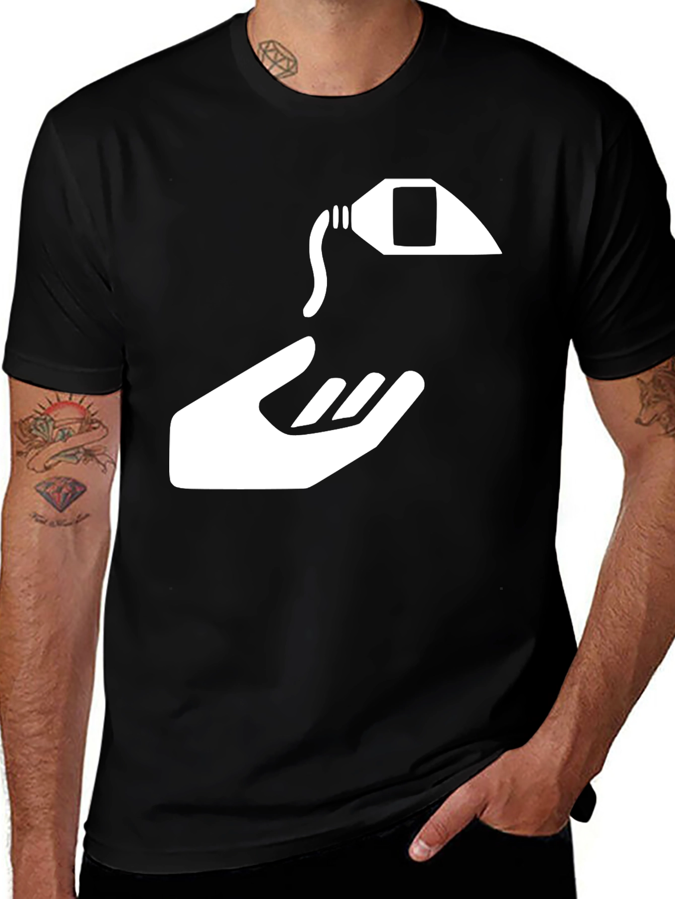 Black Graphic Tee - Hand and Cream Tube