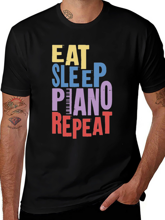 Eat Sleep Piano Repeat Graphic T-Shirt