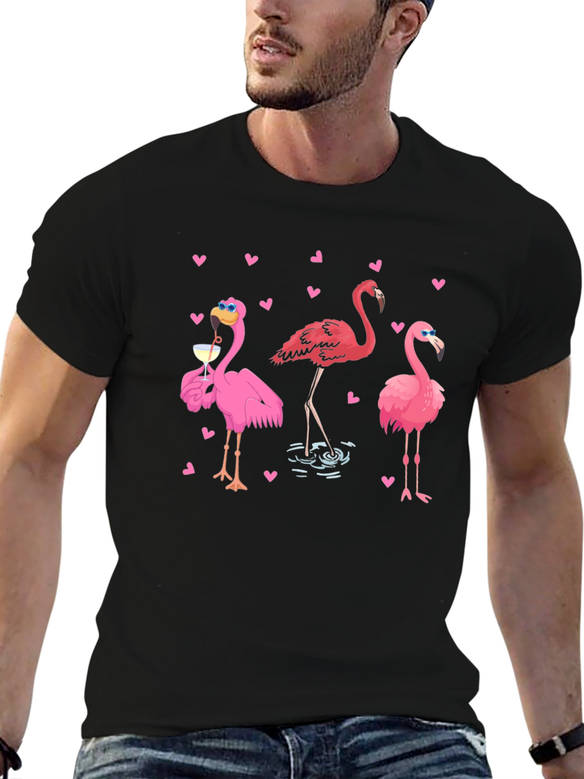 Flamingo Graphic Black T-Shirt