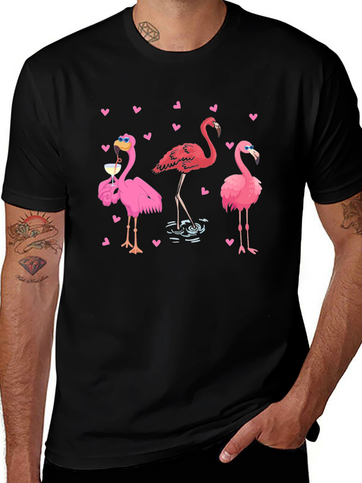 Flamingo Graphic Black T-Shirt