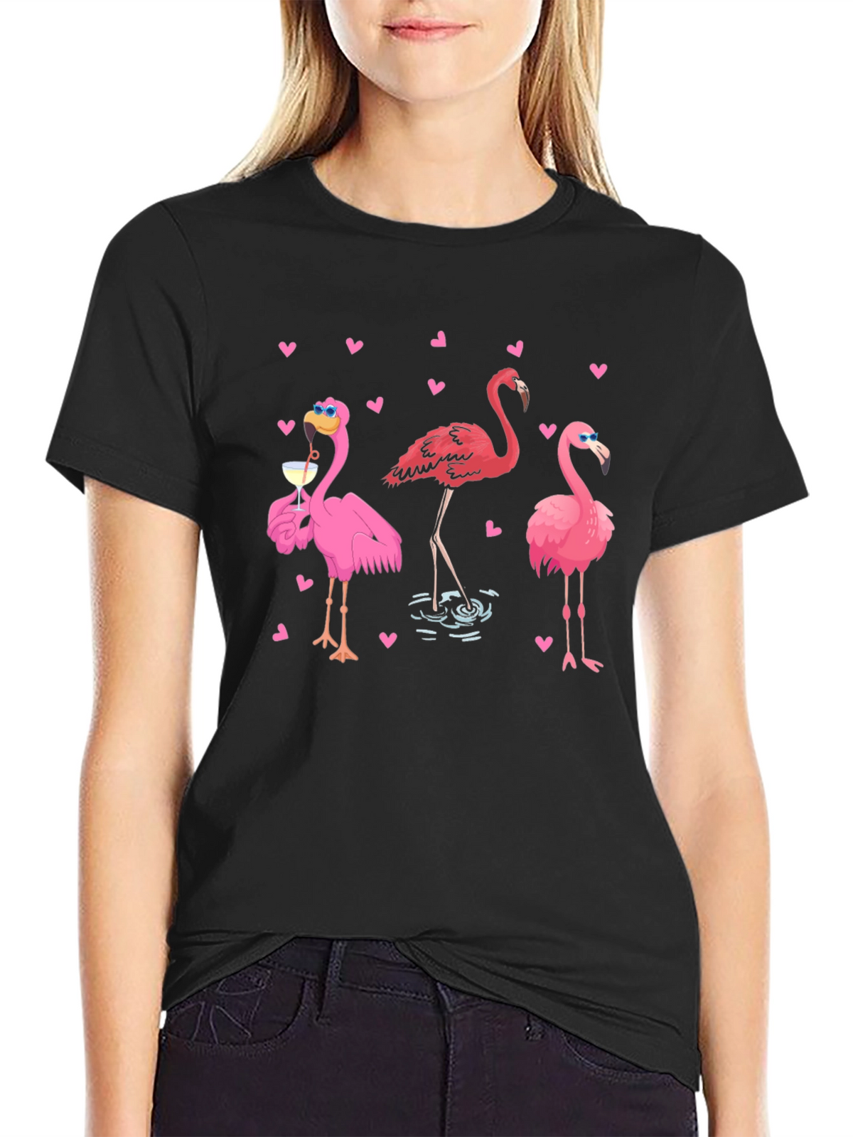 Flamingo Graphic Black T-Shirt