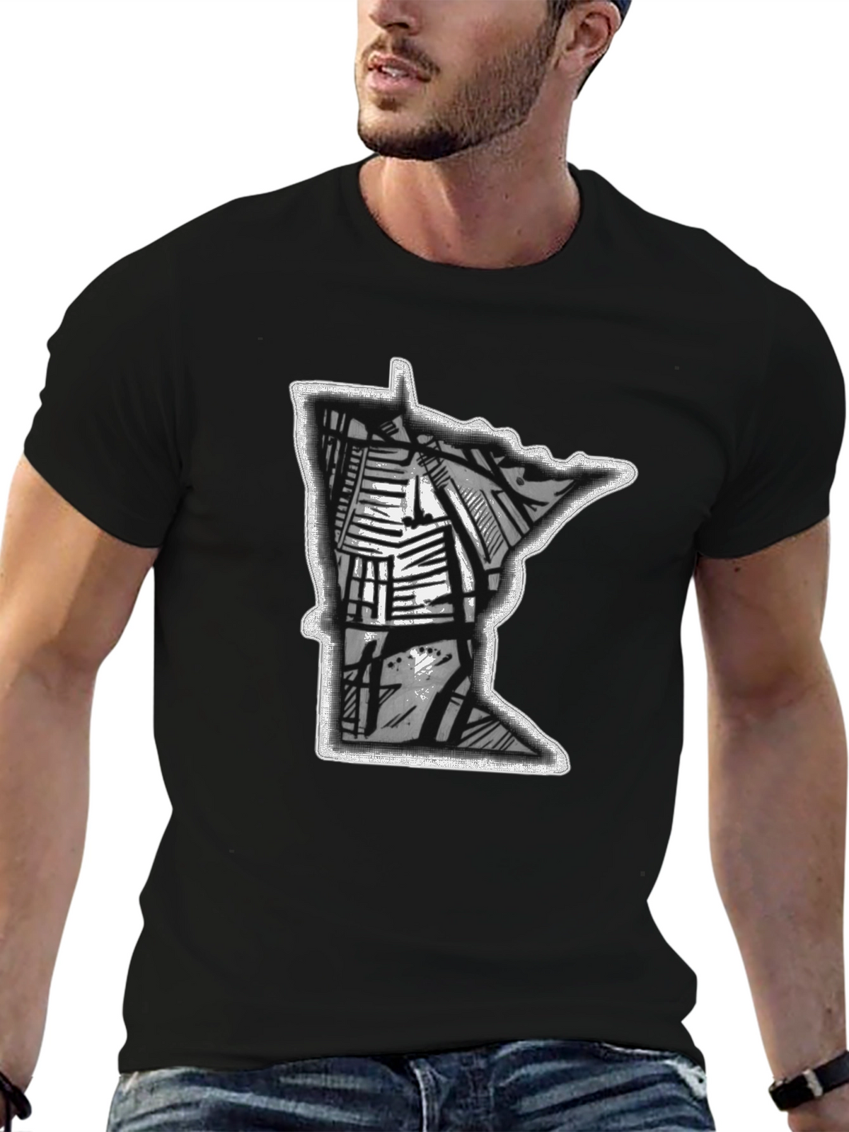 Minnesota State Graphic T-Shirt - Black
