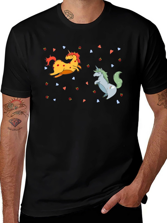 Unicorns & Strawberries Graphic T-Shirt - Black