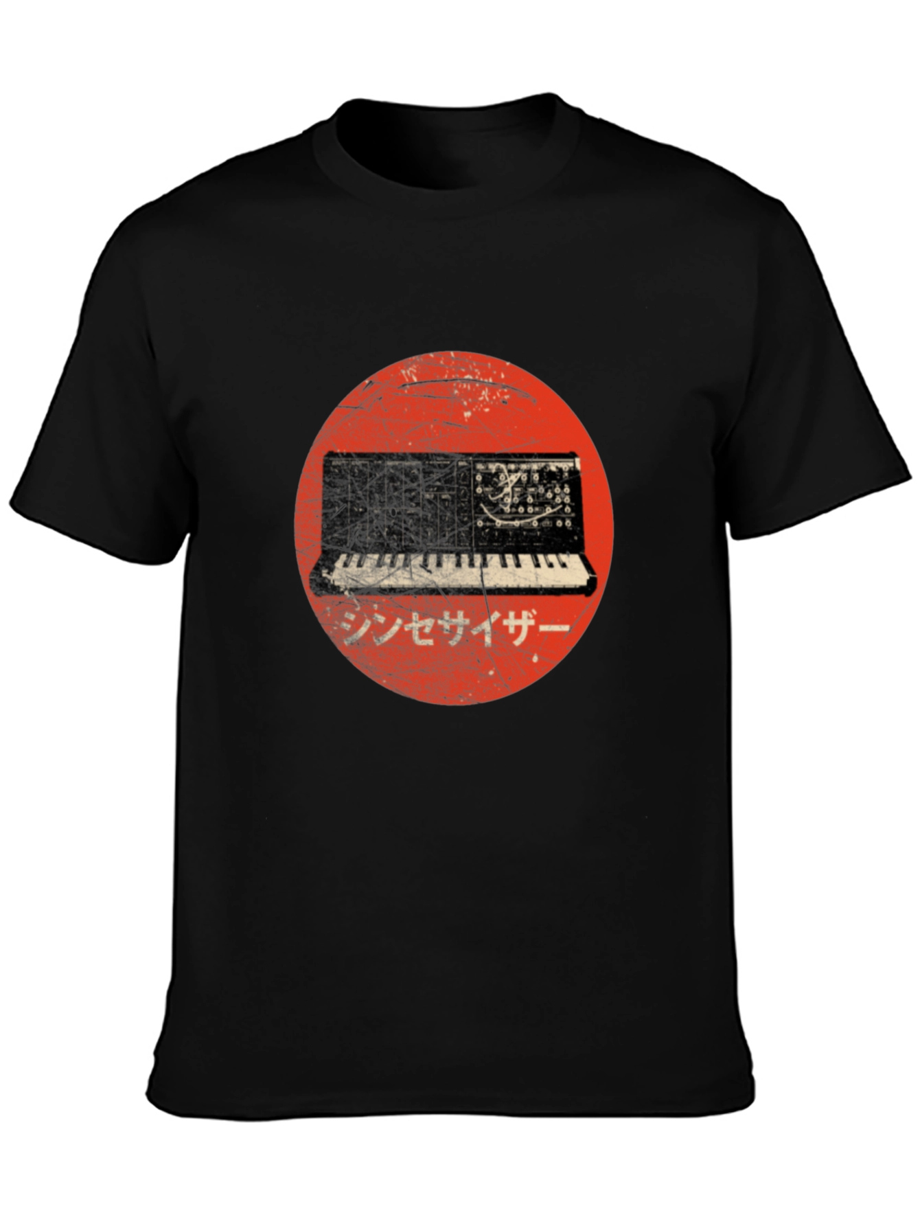 Synthwave Japanese Circle T-Shirt - Black