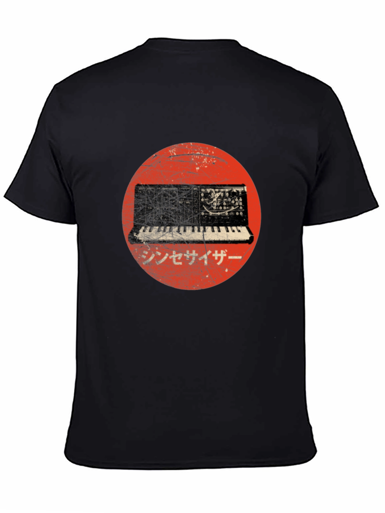 Synthwave Japanese Circle T-Shirt - Black