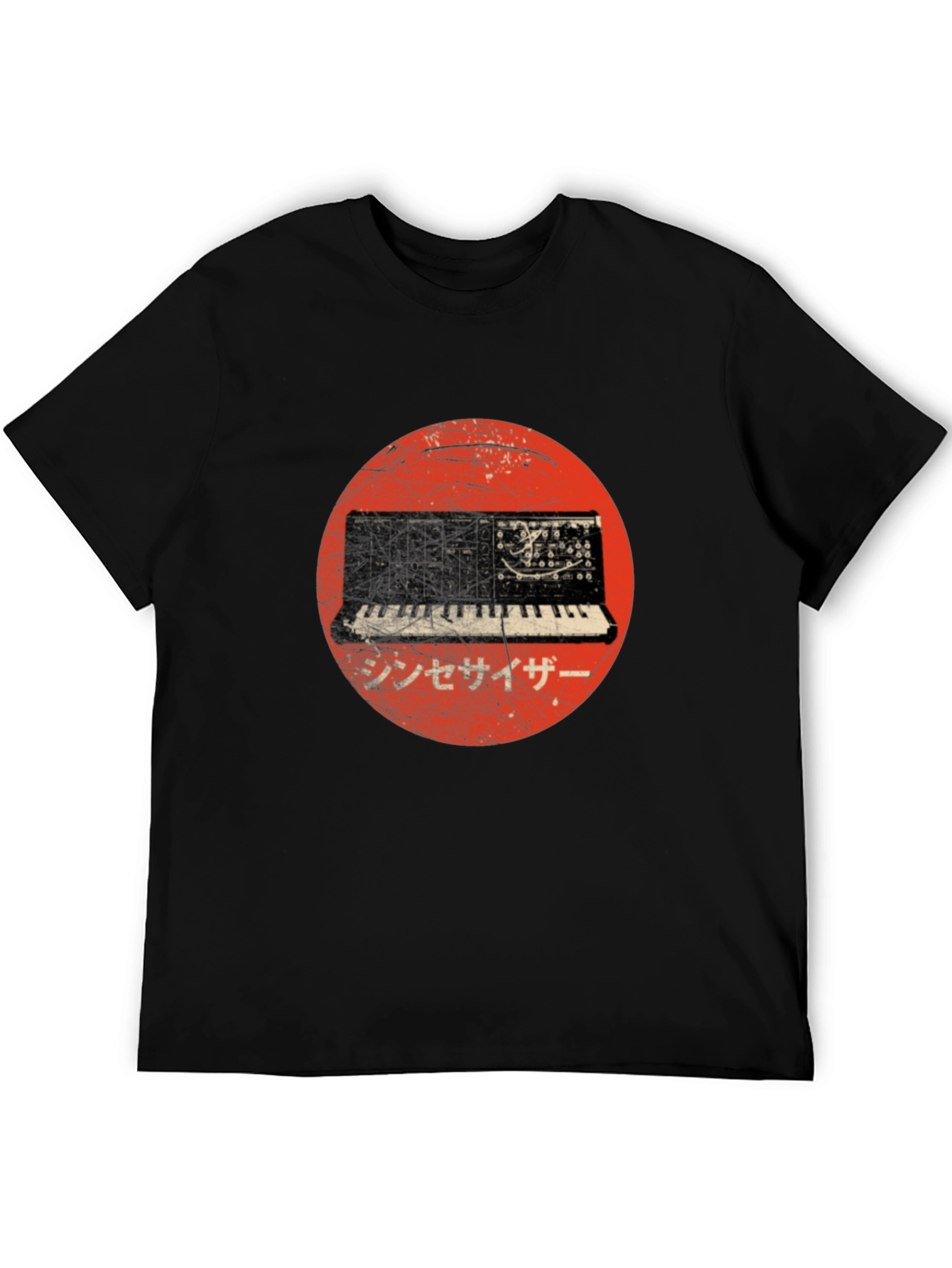 Synthwave Japanese Circle T-Shirt - Black