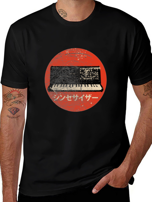 Synthwave Japanese Circle T-Shirt - Black