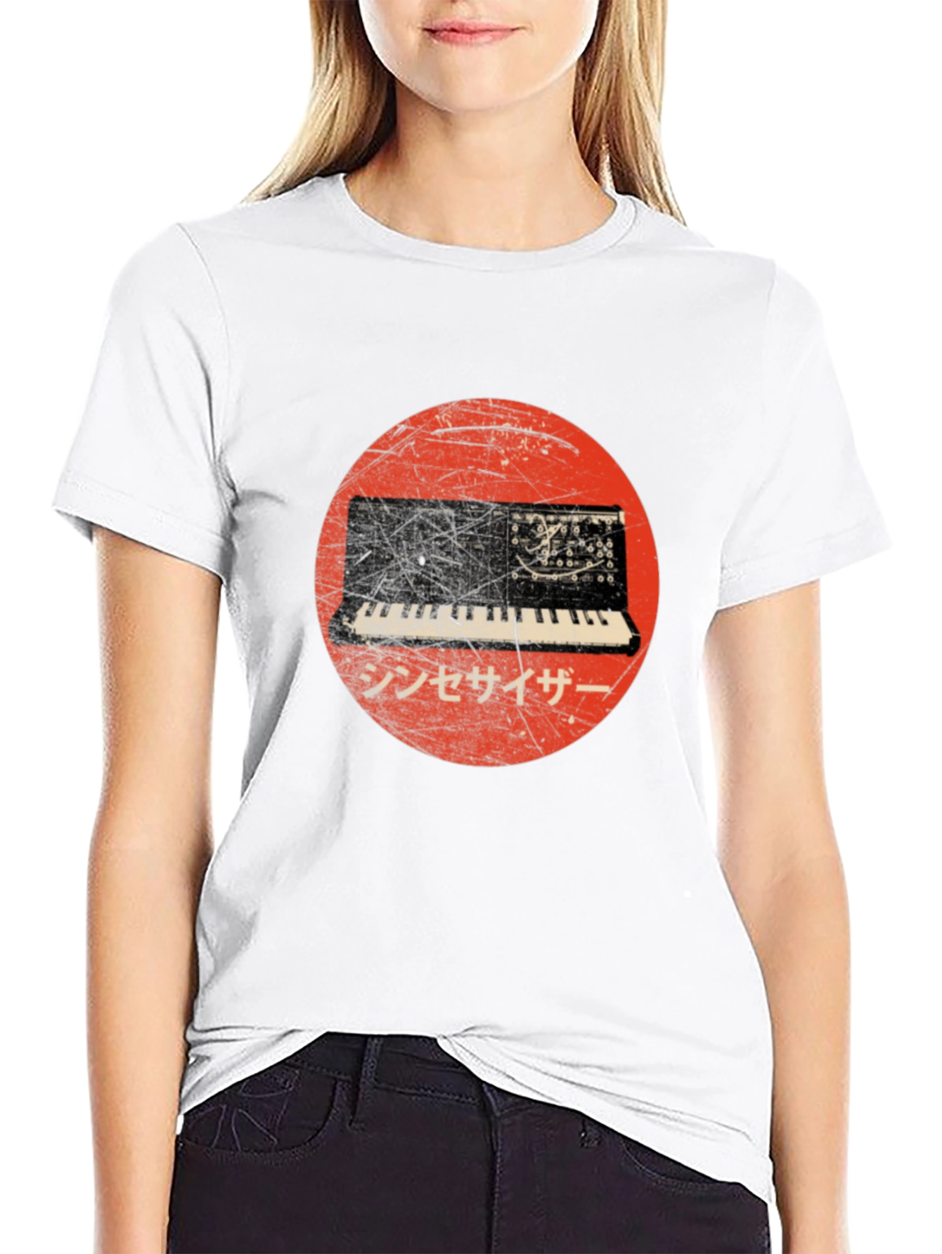 Synthwave Japanese Circle T-Shirt - Black