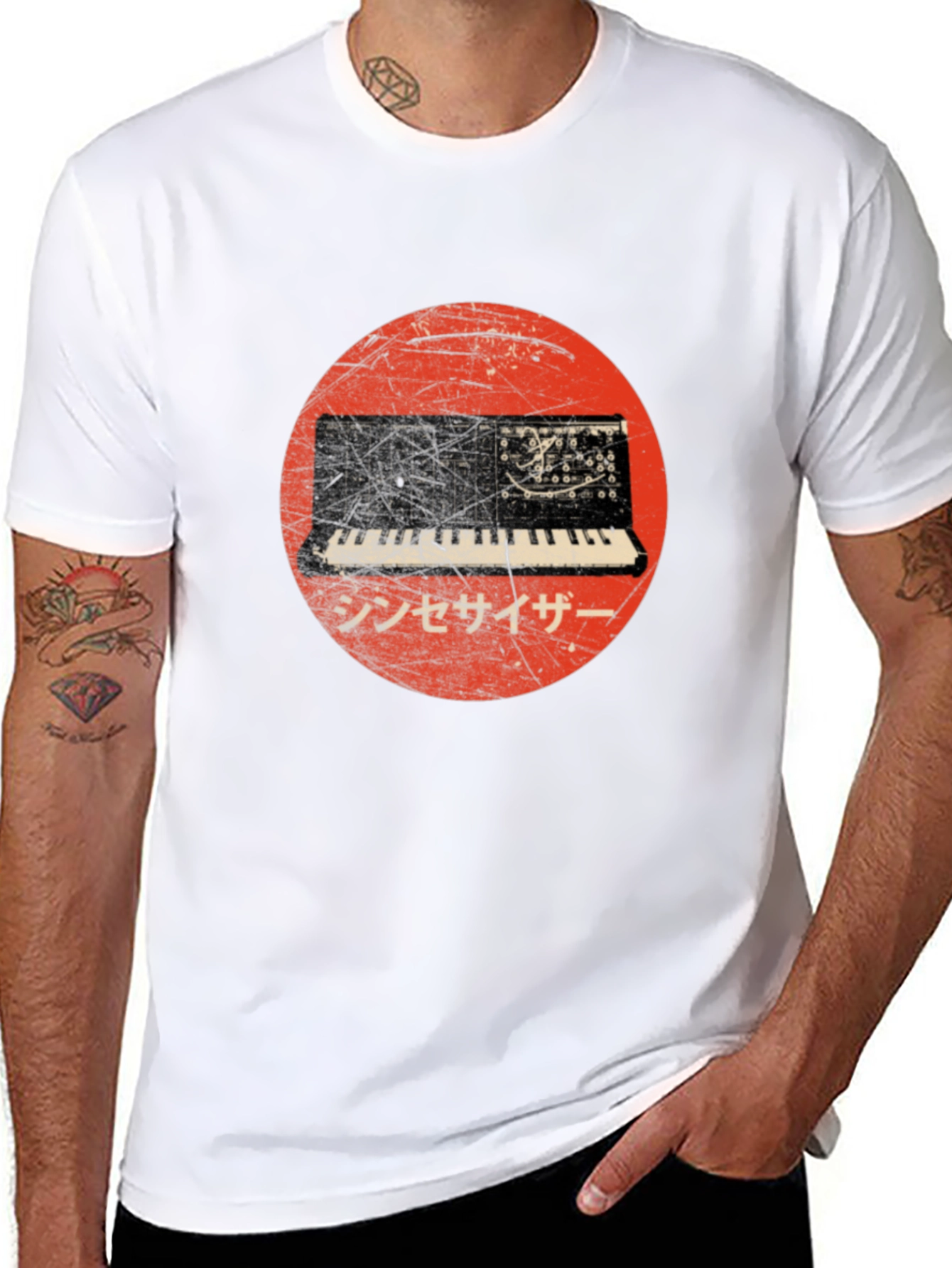 Synthwave Japanese Circle T-Shirt - Black