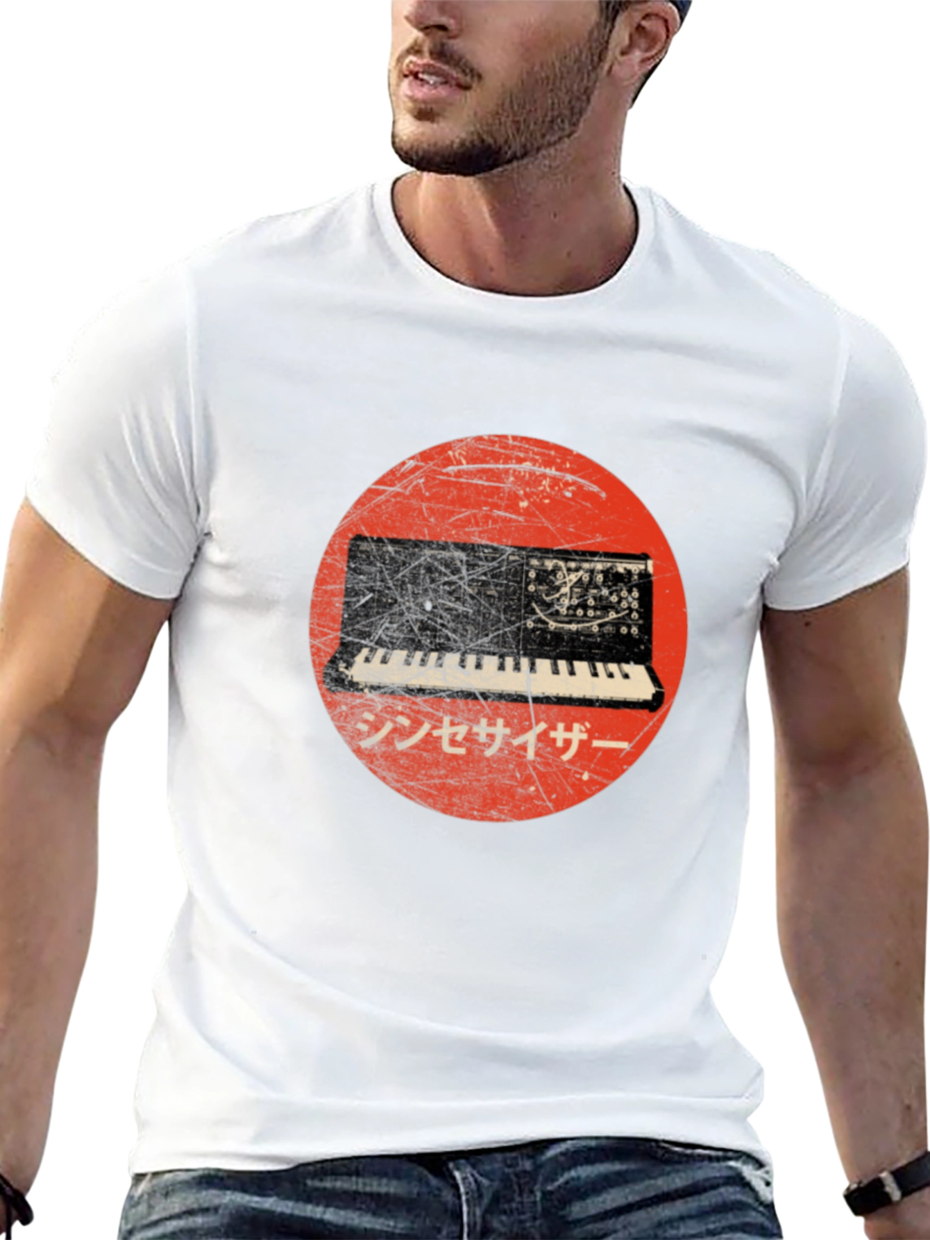 Synthwave Japanese Circle T-Shirt - Black