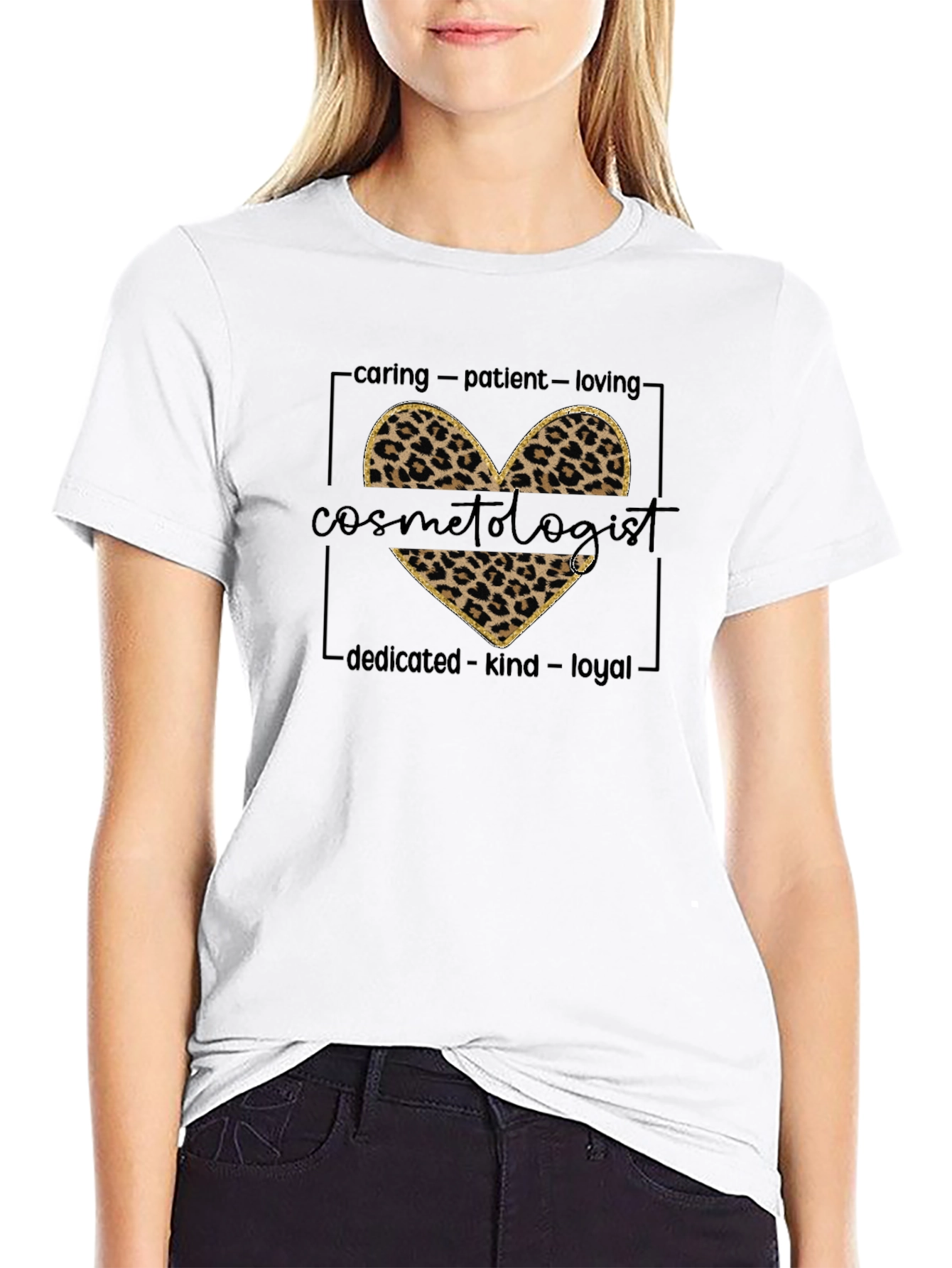 Cosmetologist Leopard Heart T-Shirt