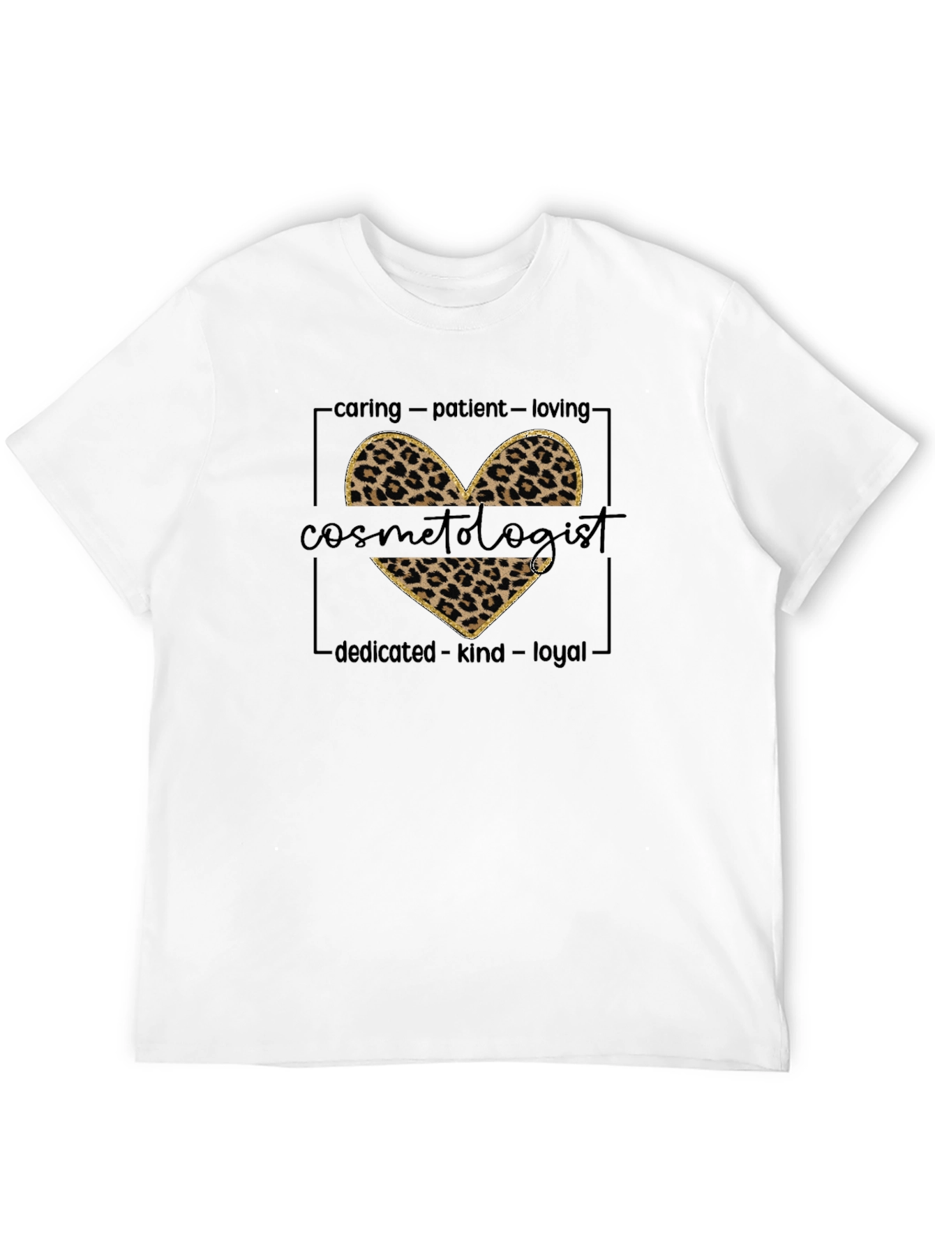 Cosmetologist Leopard Heart T-Shirt