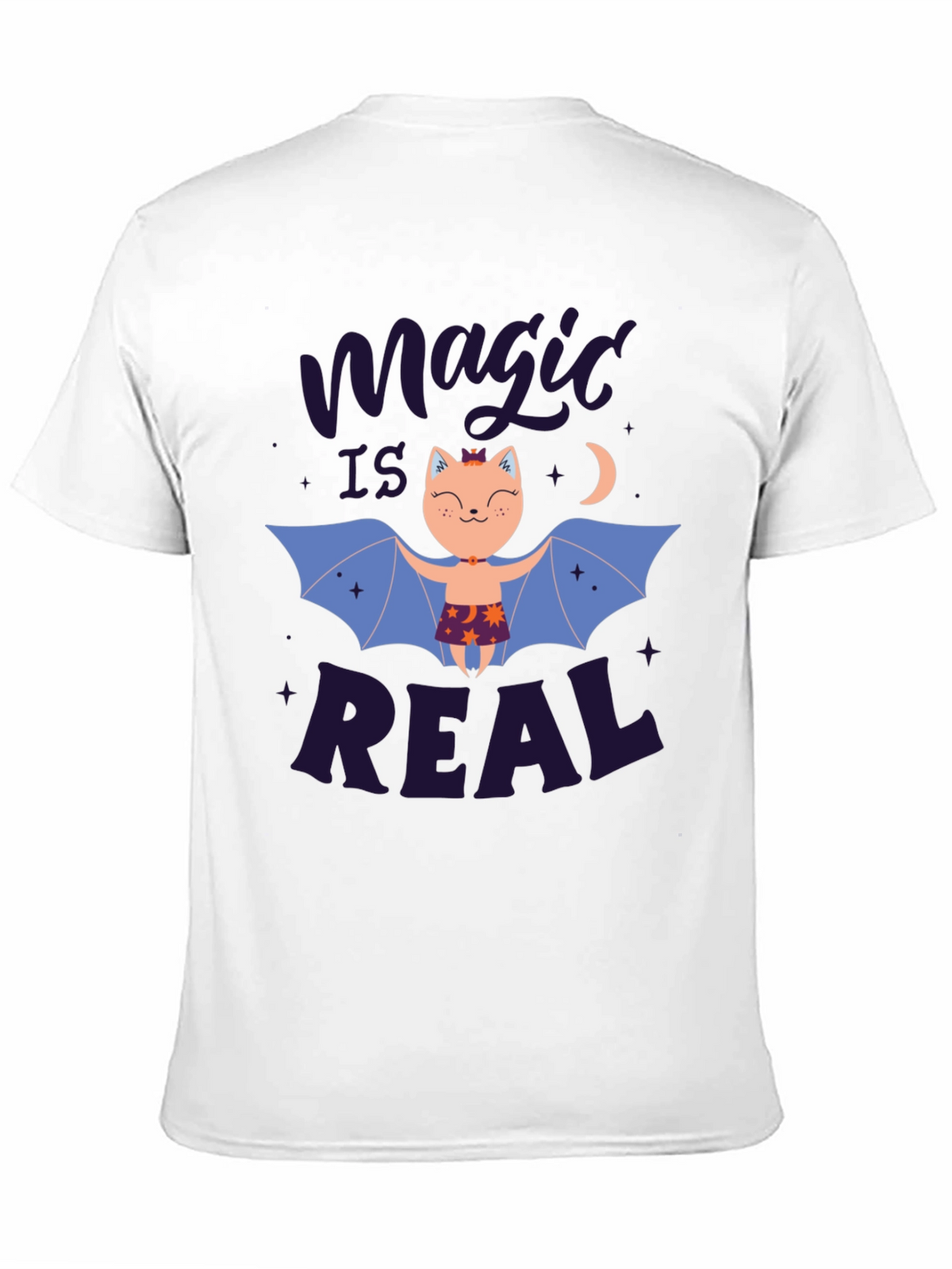Magic is Real Bat Cat Black T-Shirt