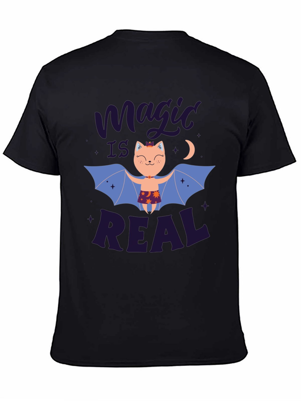 Magic is Real Bat Cat Black T-Shirt