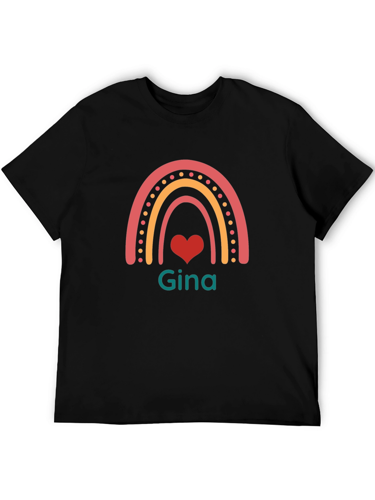 Gina Rainbow Heart T-Shirt - Trendy Personalized Tee