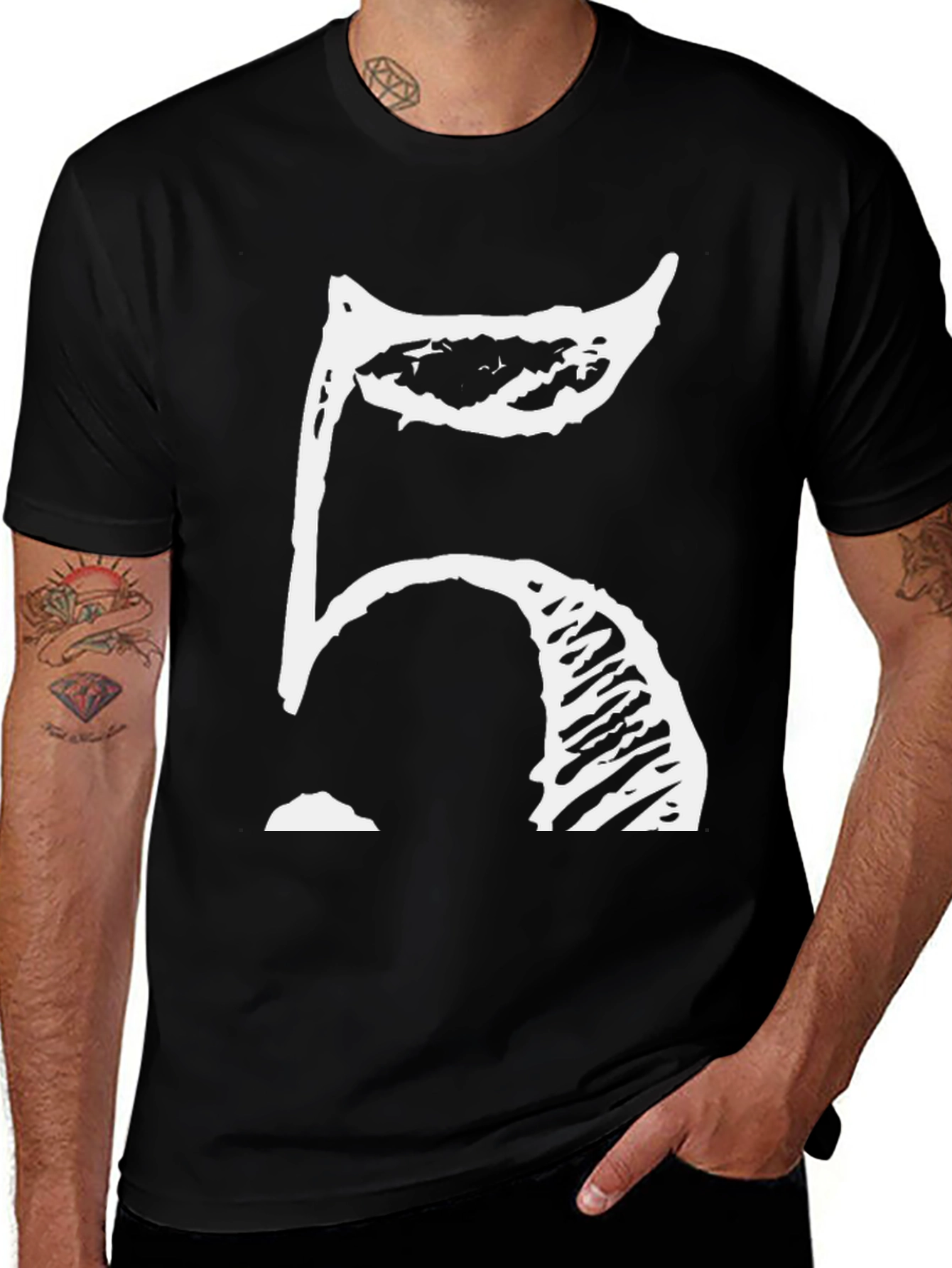 Abstract Number 5 Graphic Tee - Black Cotton Blend