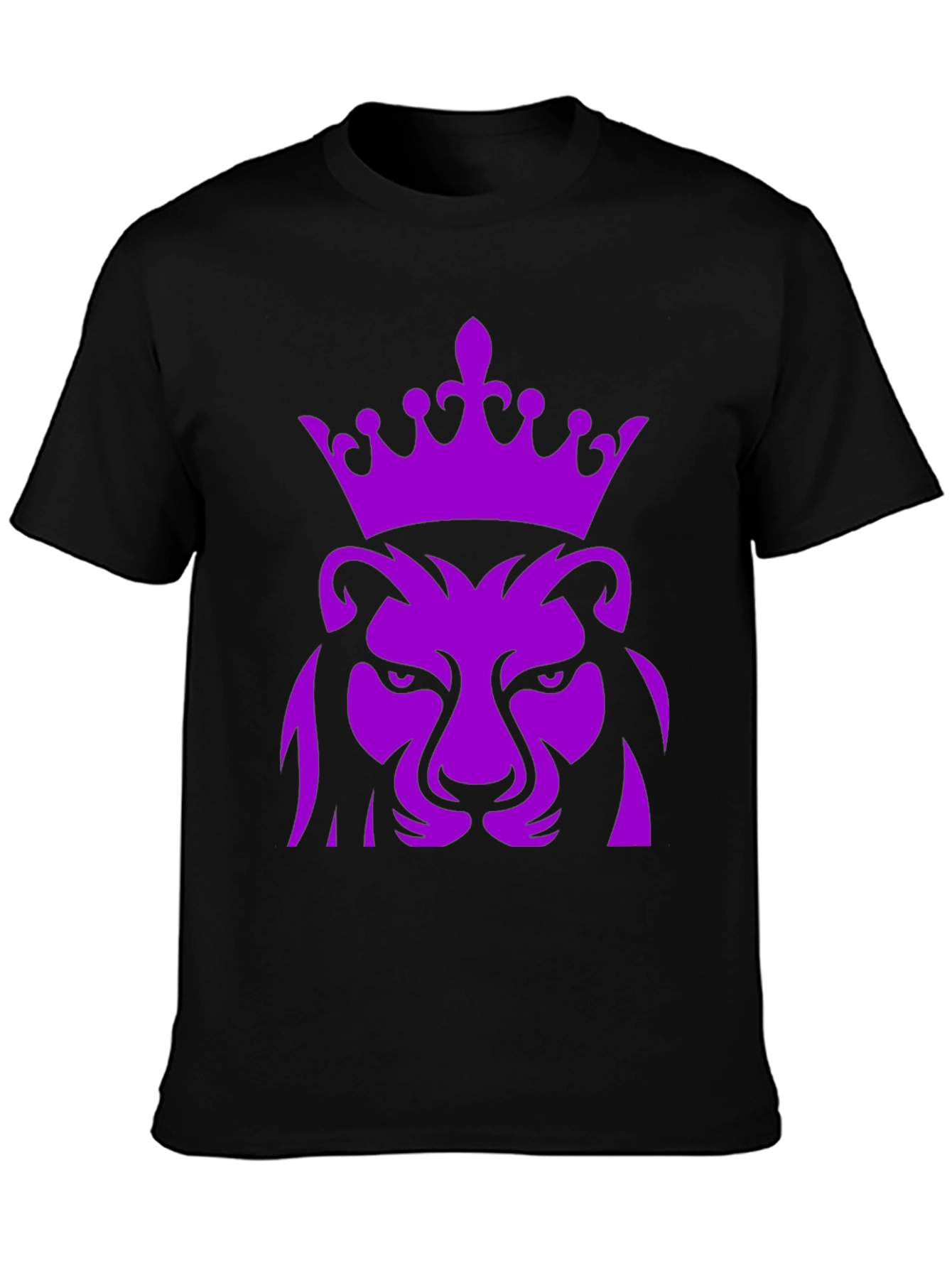 Purple Lion King Crown Graphic Black T-Shirt