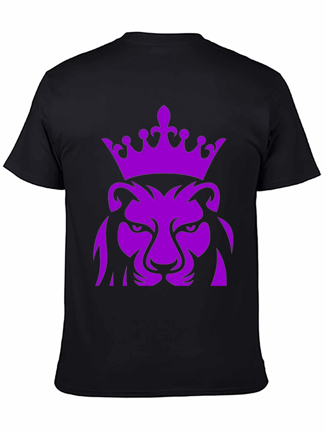Purple Lion King Crown Graphic Black T-Shirt