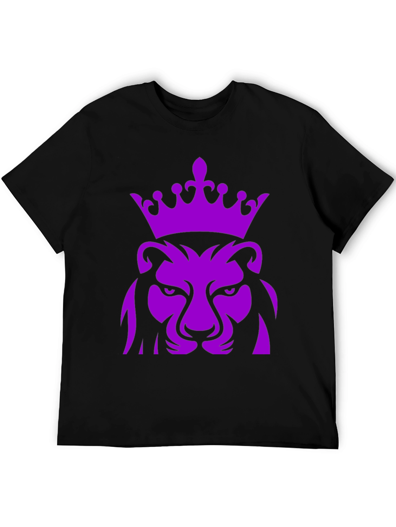Purple Lion King Crown Graphic Black T-Shirt