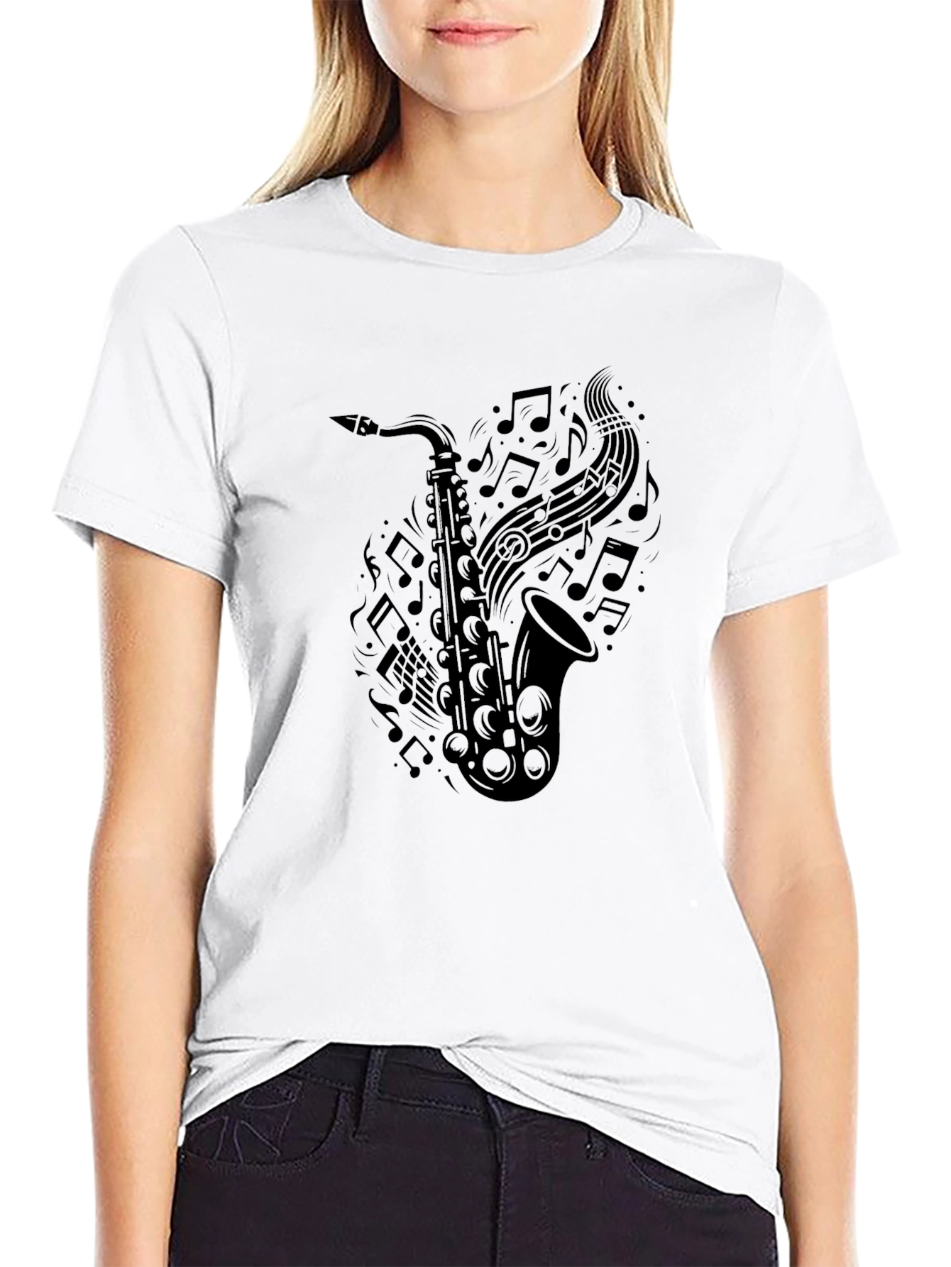 Saxophone Music Notes Graphic Tee