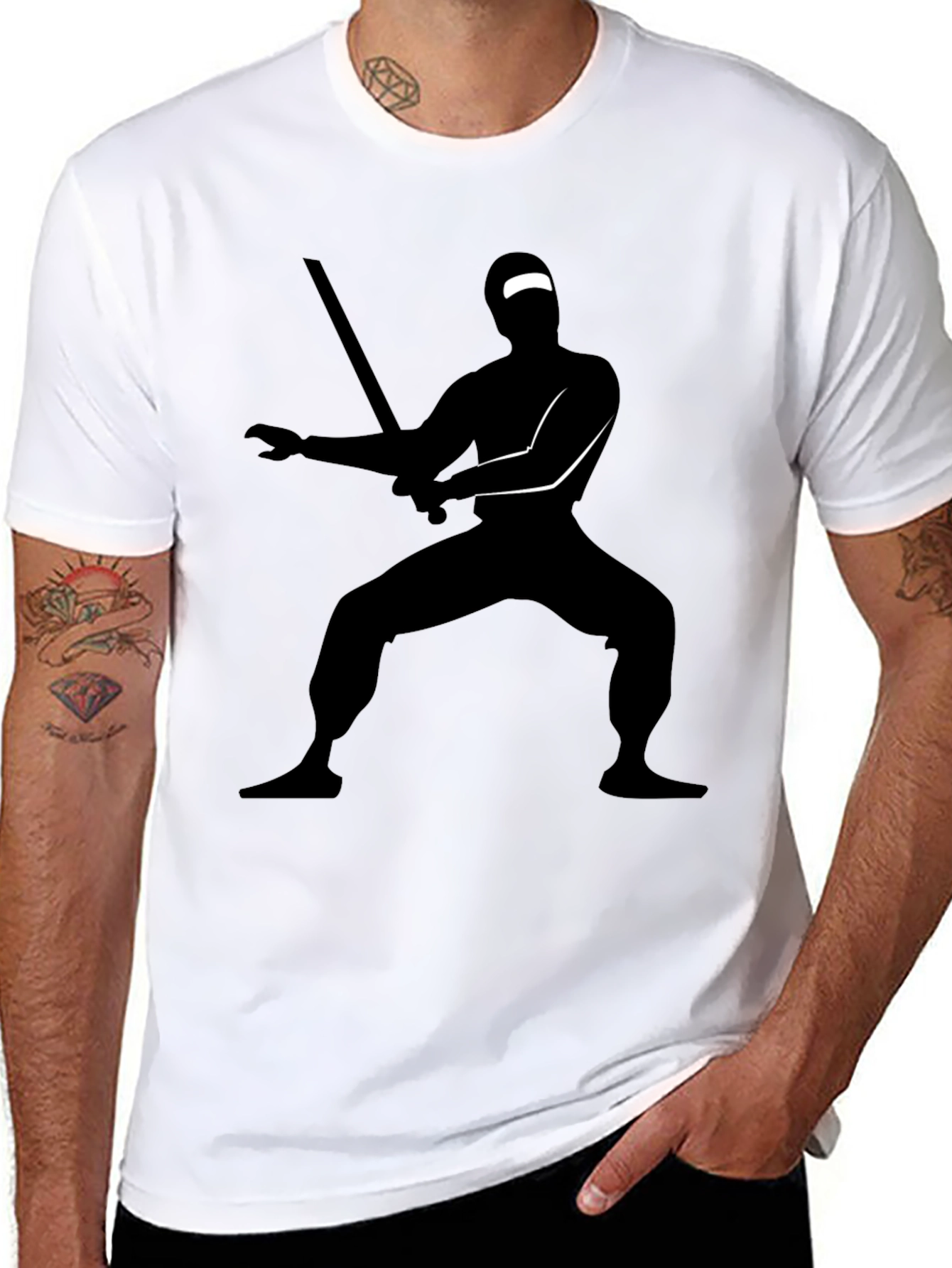 Ninja Silhouette Graphic Black T-Shirt