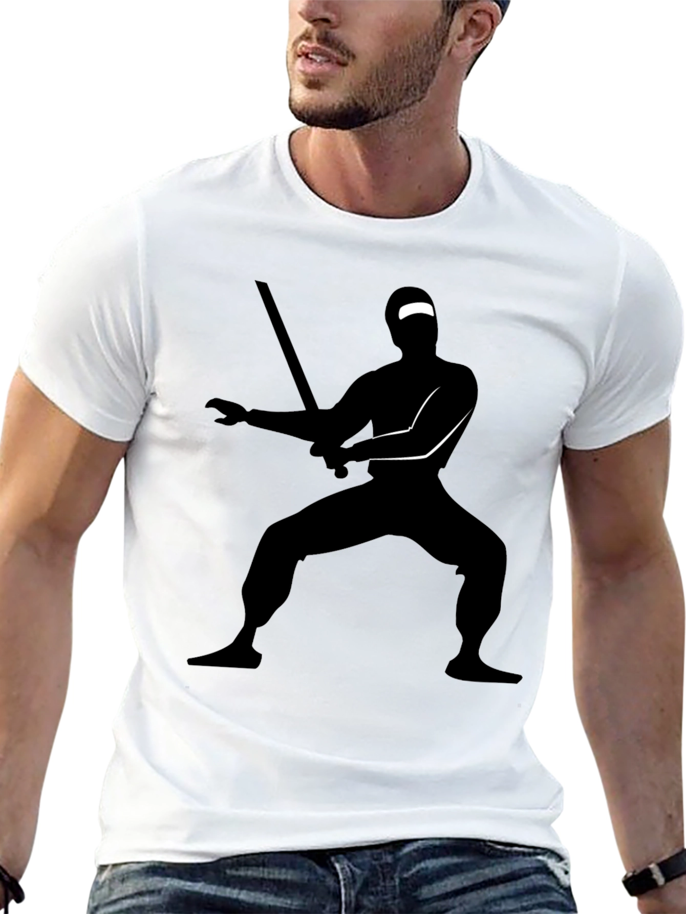 Ninja Silhouette Graphic Black T-Shirt