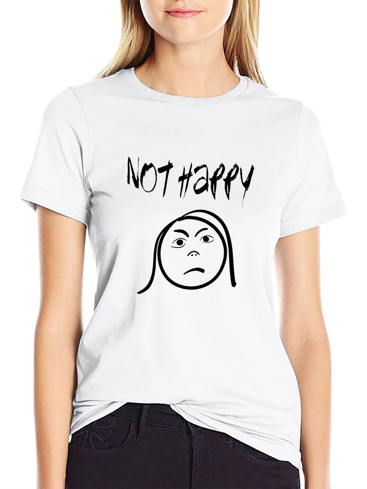 Not Happy Graphic T-Shirt - Unisex Black Tee