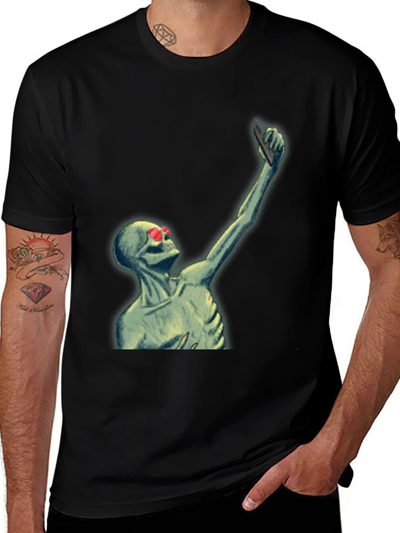 Skeleton Selfie T-Shirt - Funny Graphic Tee